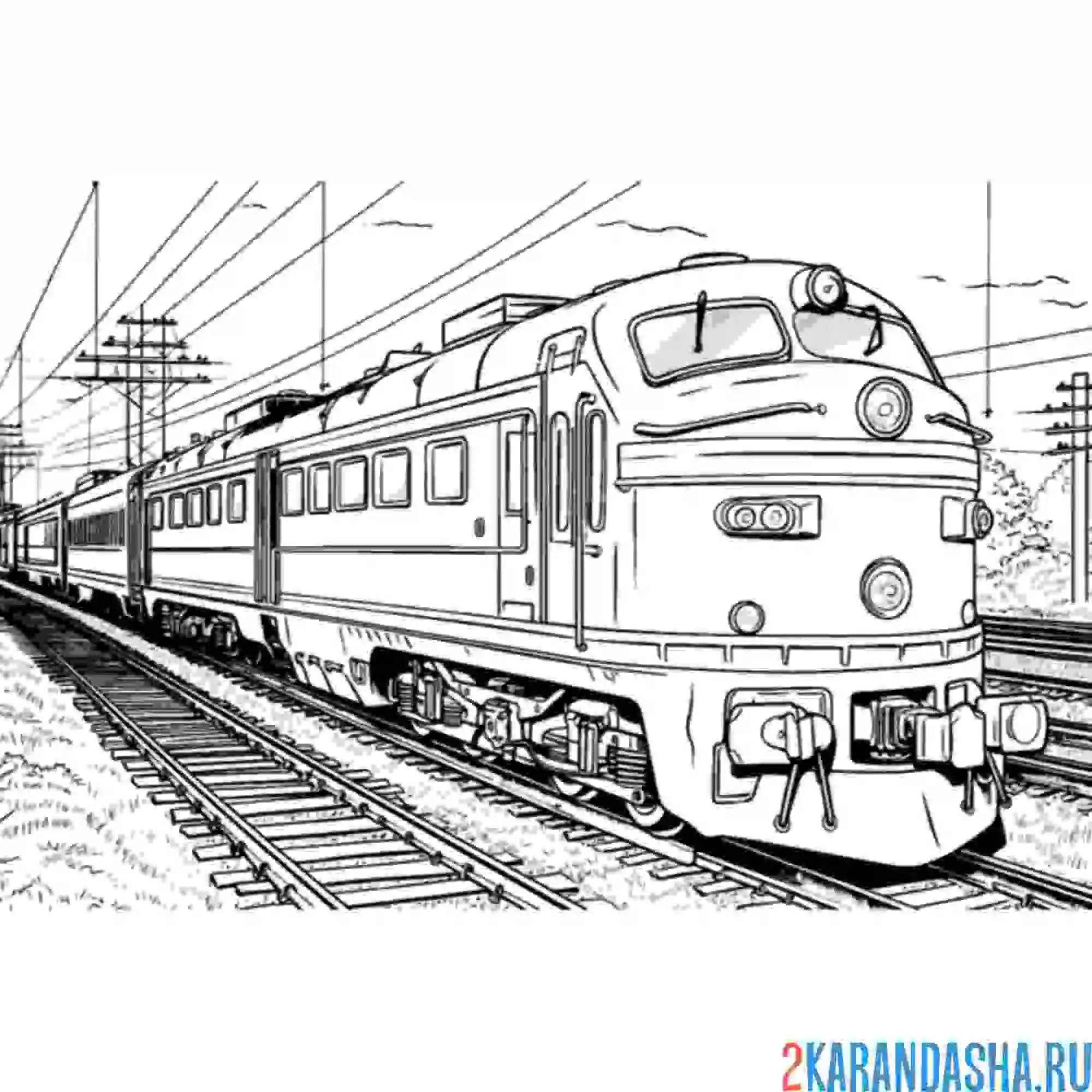 Раскраска мощный поезд