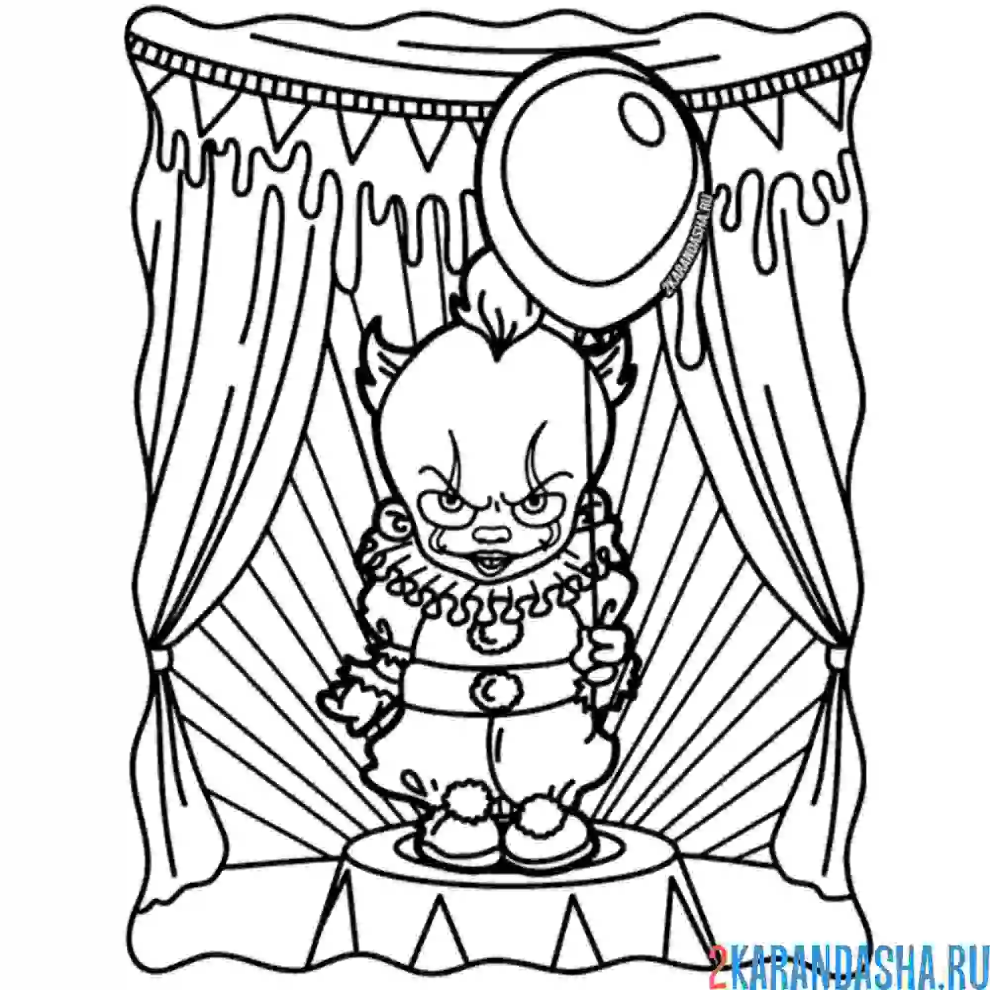 Раскраска хэллоуин оно клоун