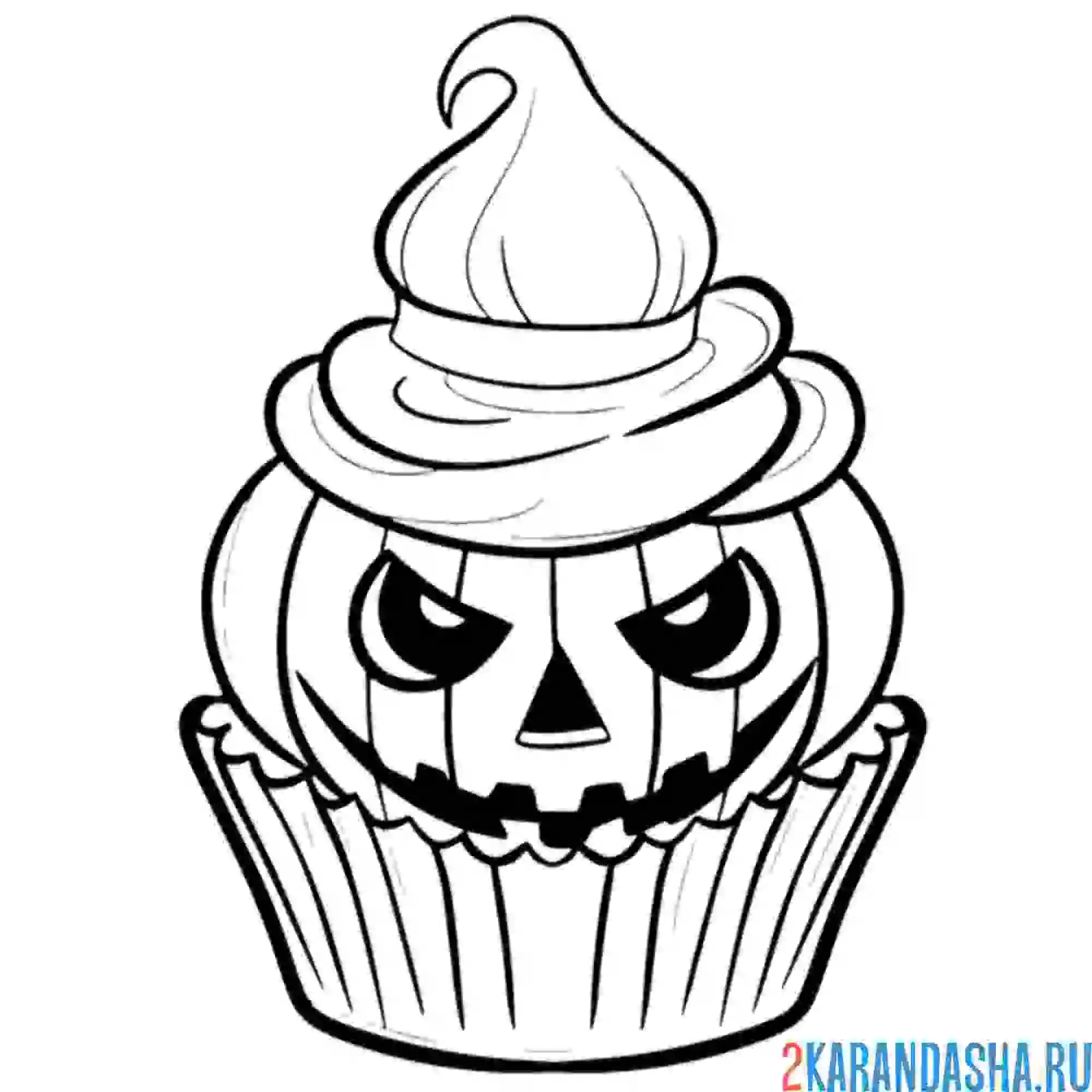 Раскраска хэллоуин пирожное