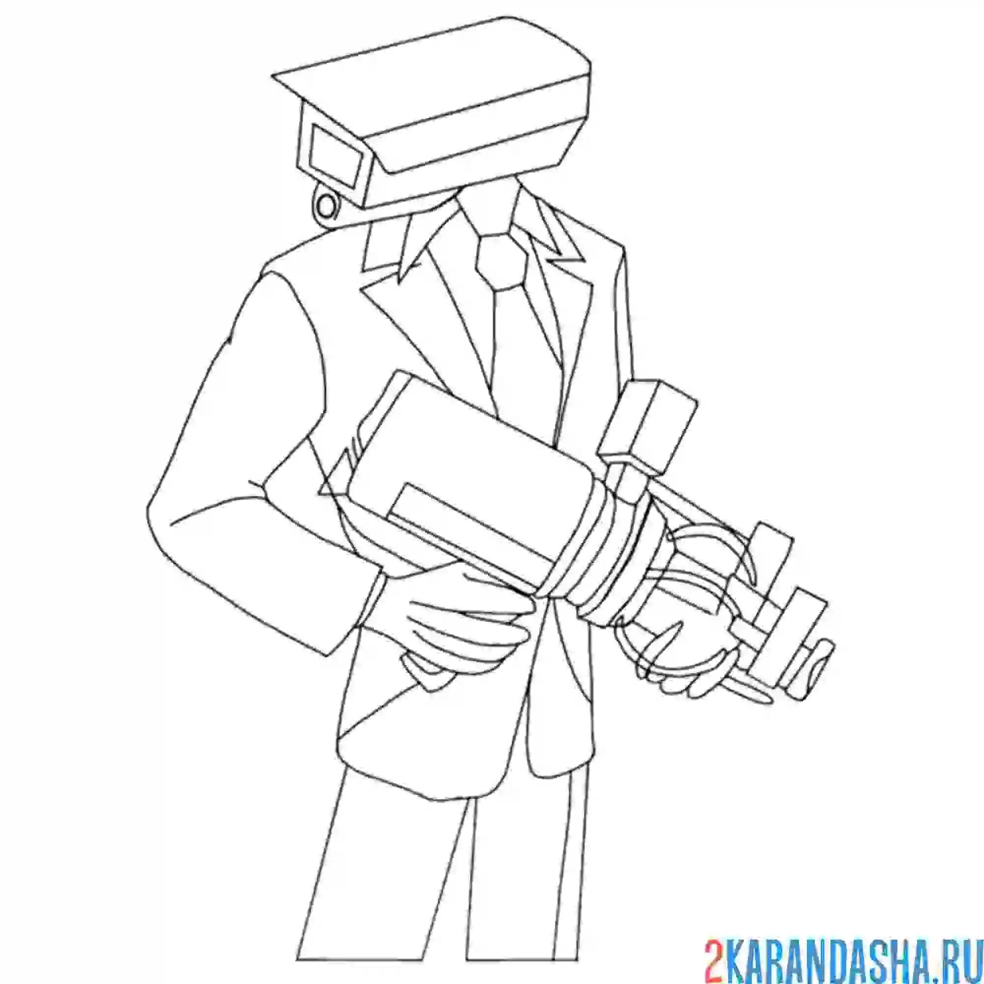 Раскраска камерамэн с пушкой