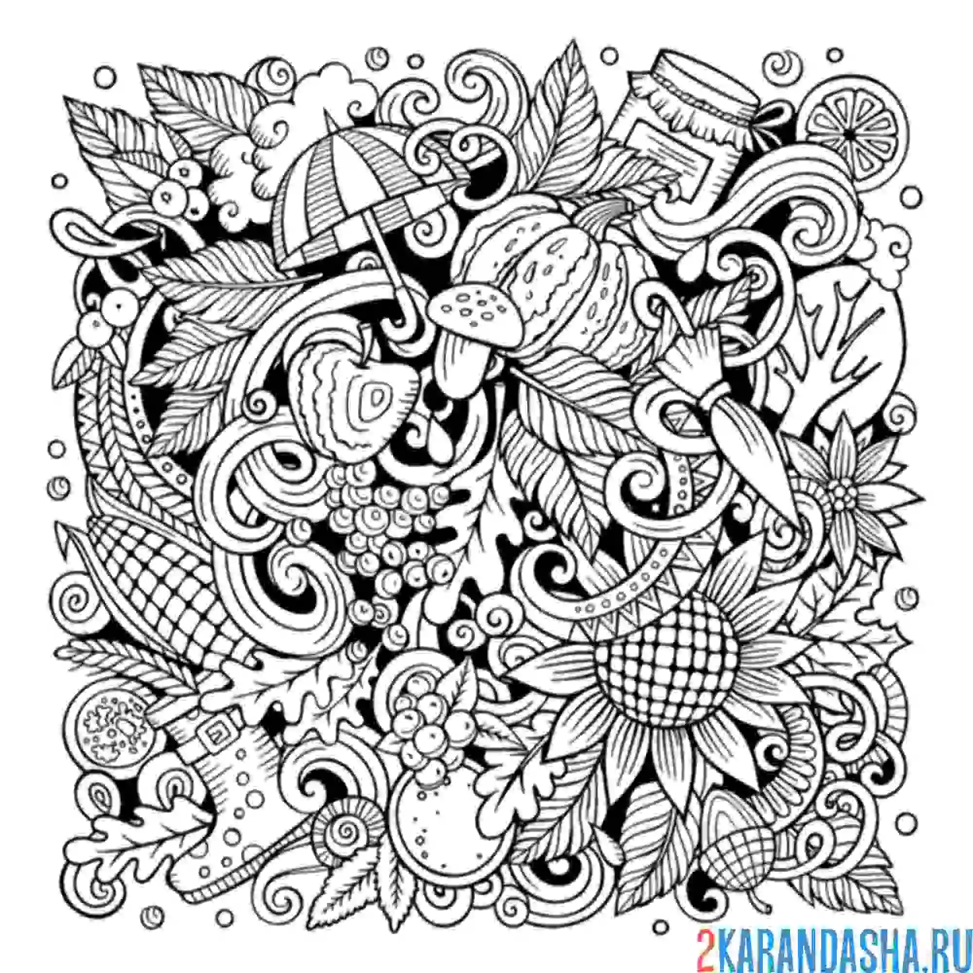 Раскраска осень коллаж