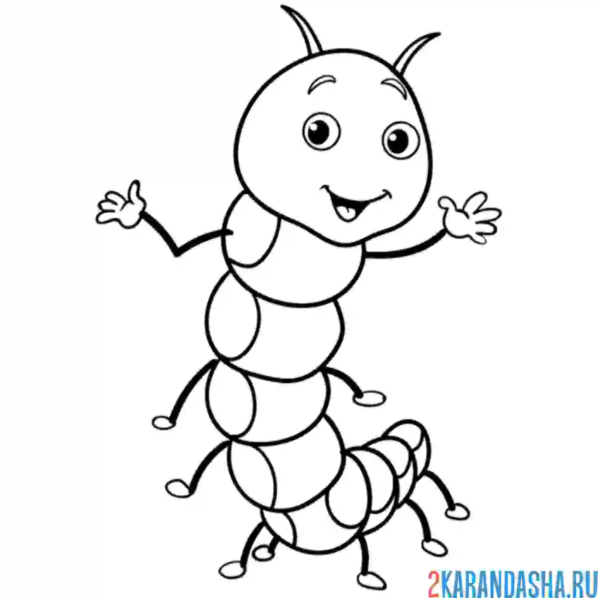 Раскраска гусеница танцует