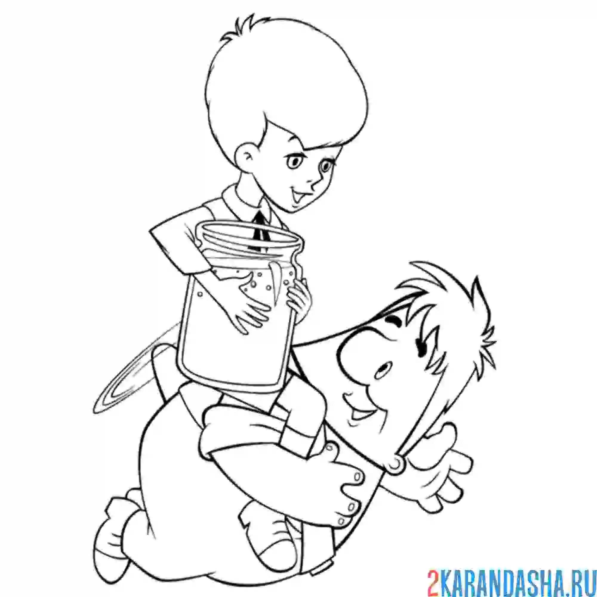 Раскраска карлсон и малыш