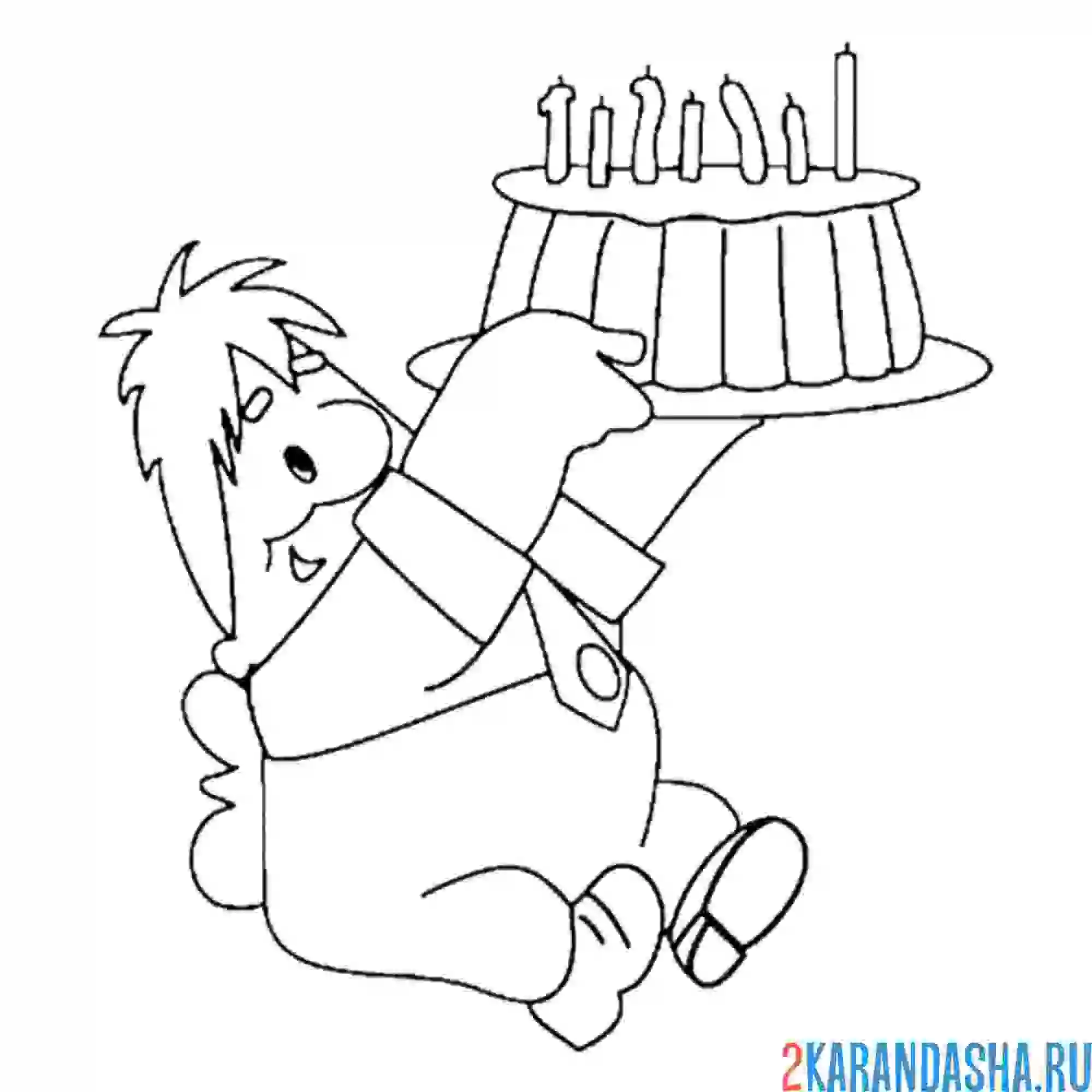 Раскраска карслон и торт
