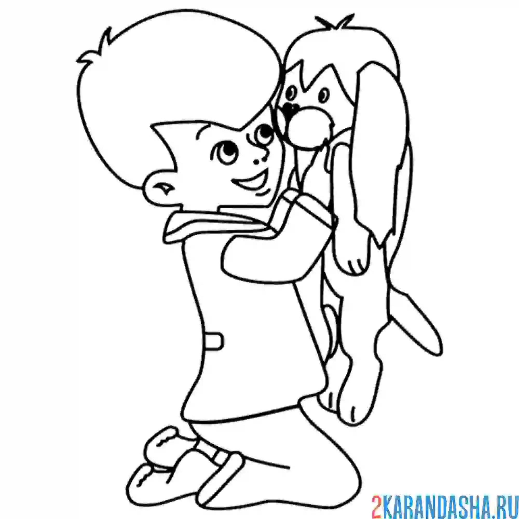 Раскраска малыш нашел щенка