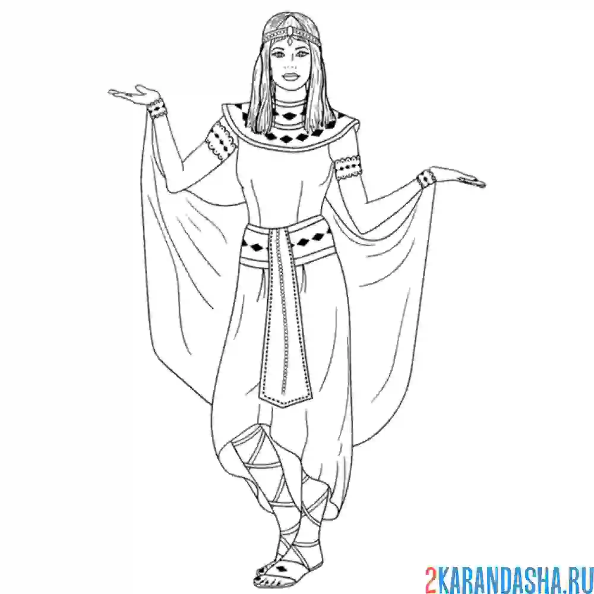 Раскраска египетский костюм