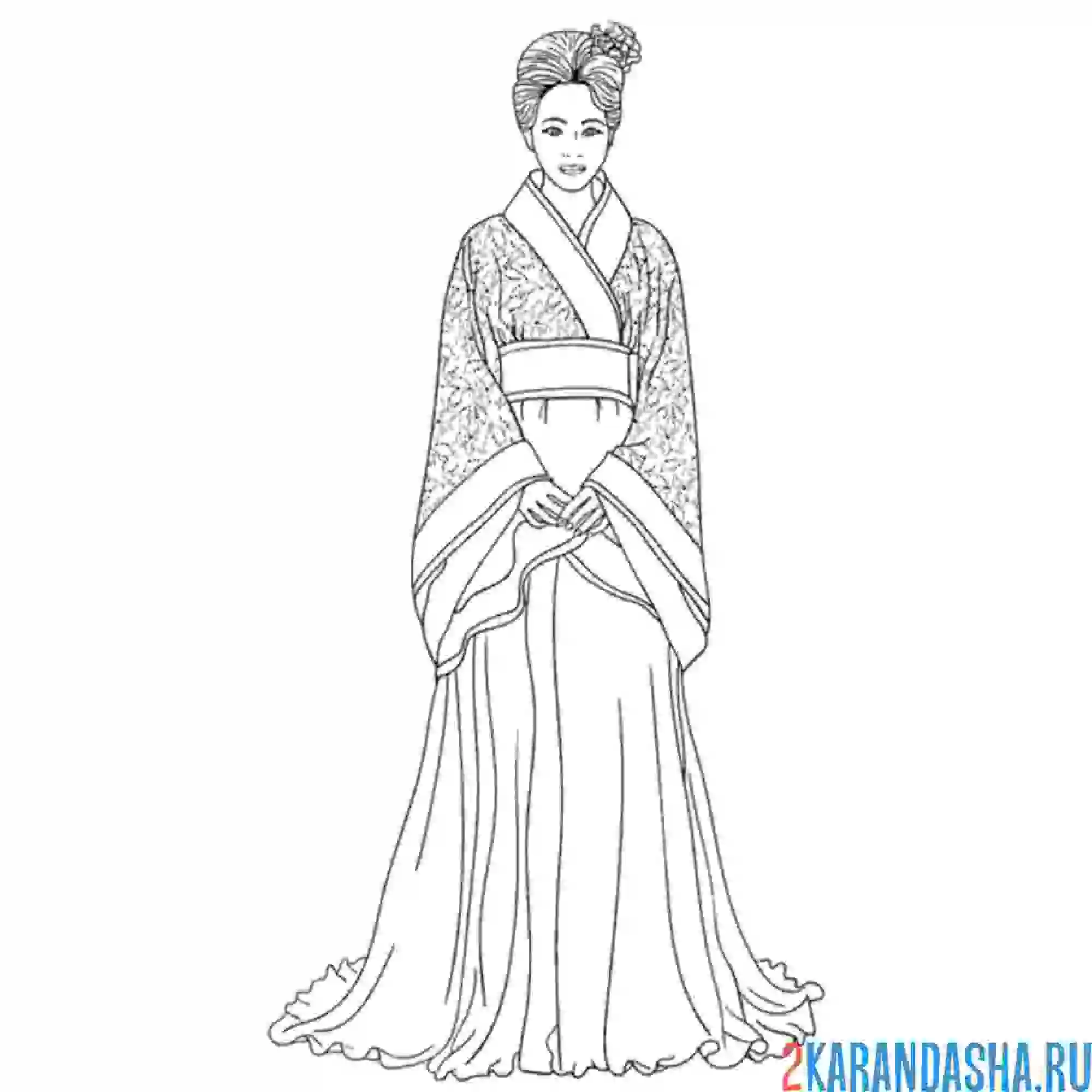 Раскраска китайский костюм