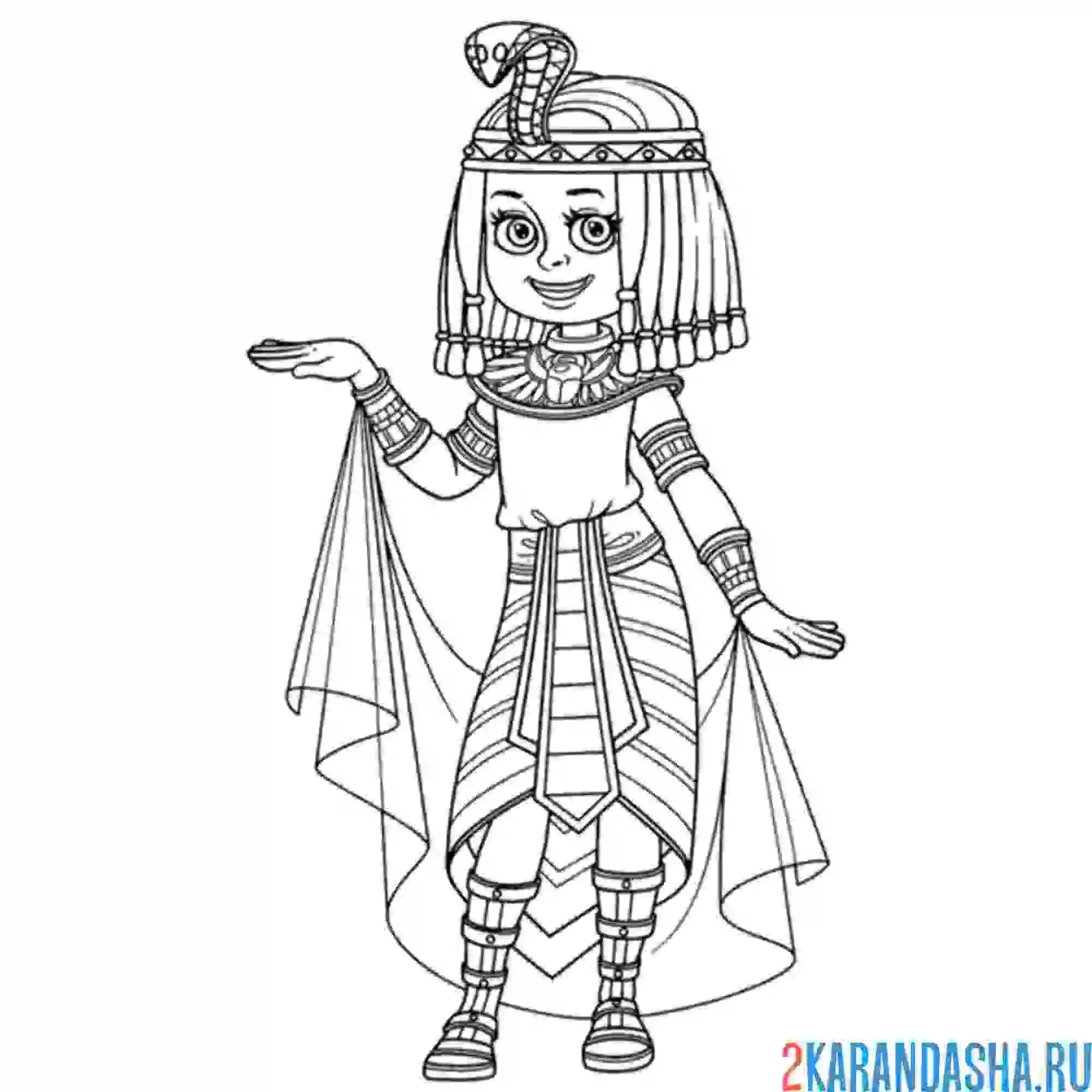 Раскраска клеопатра египет костюм