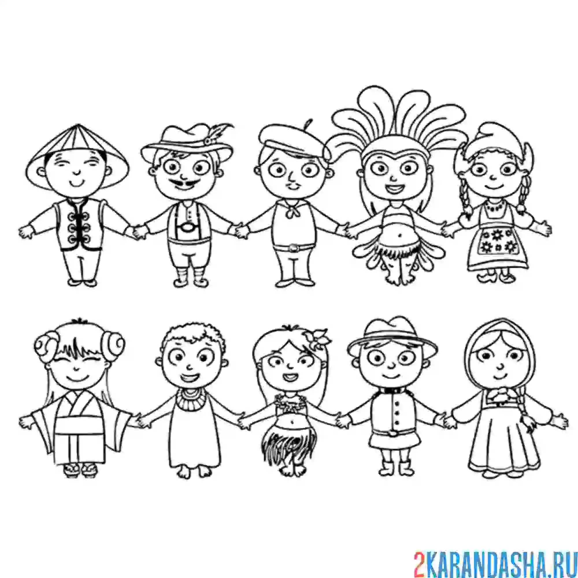 Раскраска национальные костюмы народов мира