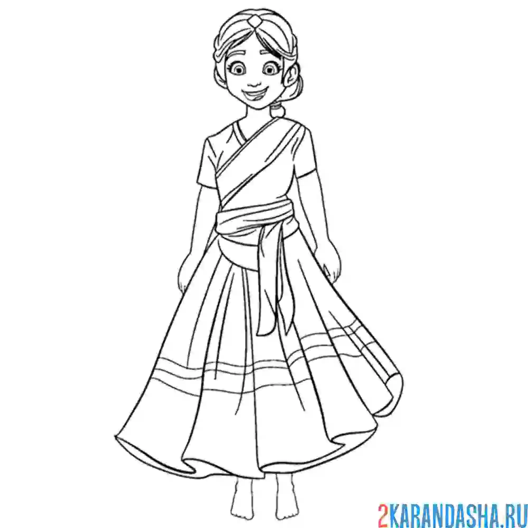 Раскраска индийский национальный костюм женский