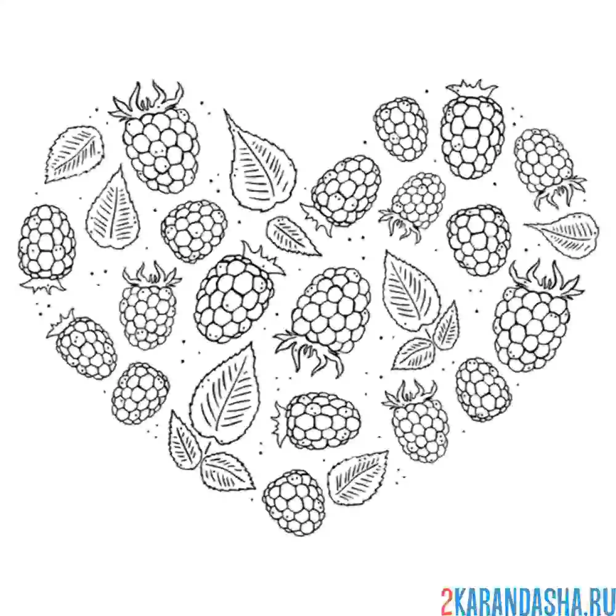 Раскраска сердечко из малины