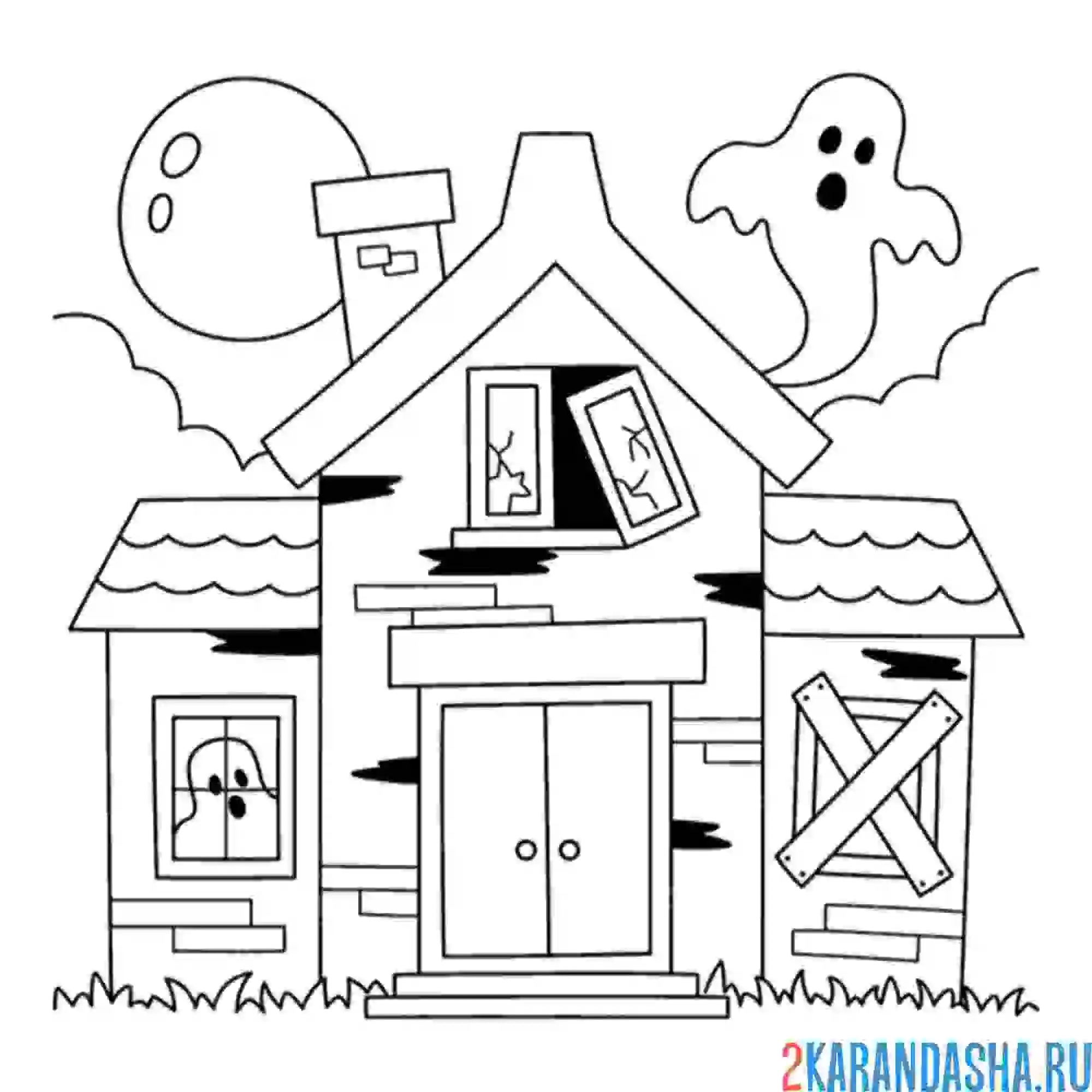 Раскраска дом полнолуние
