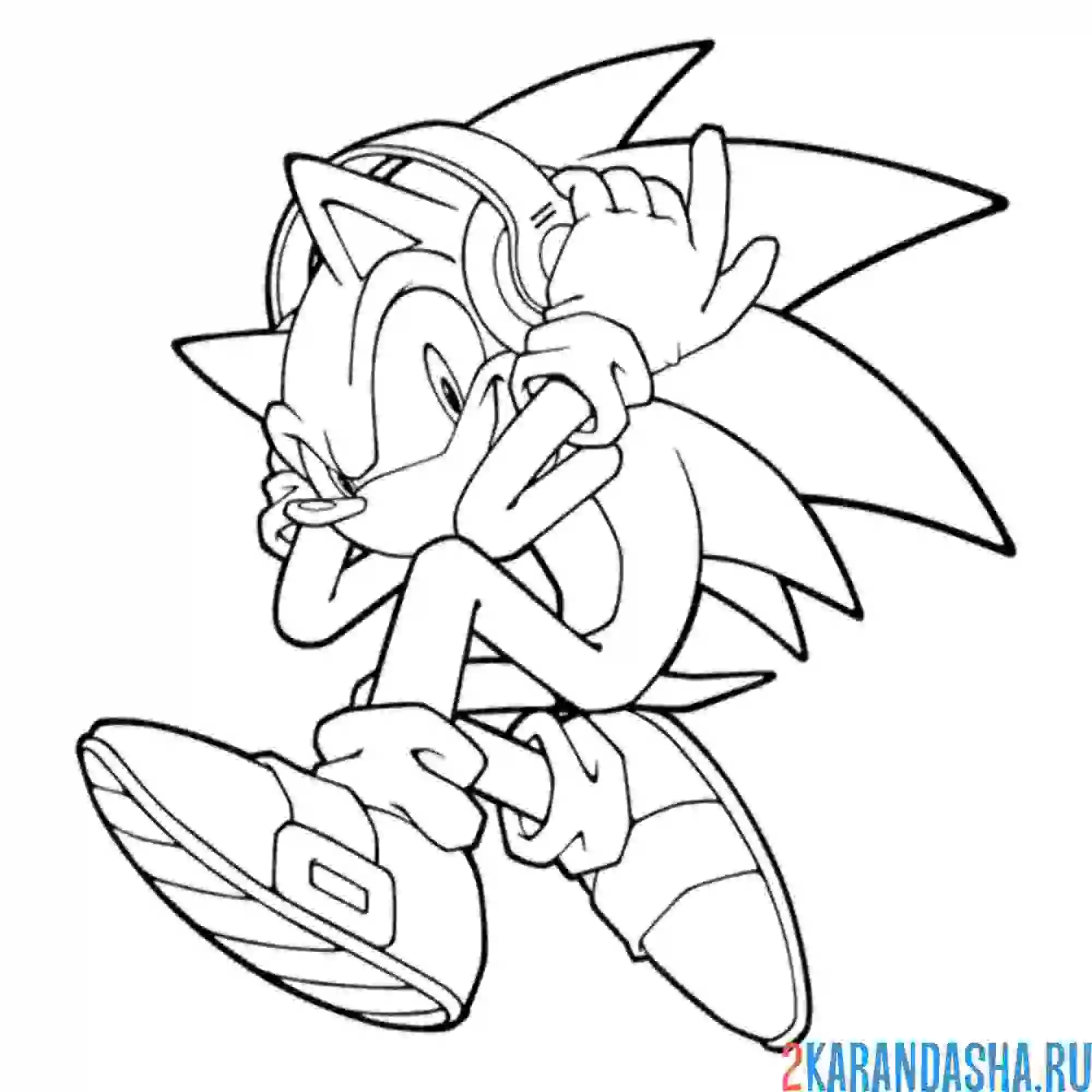 Раскраска соник в наушниках