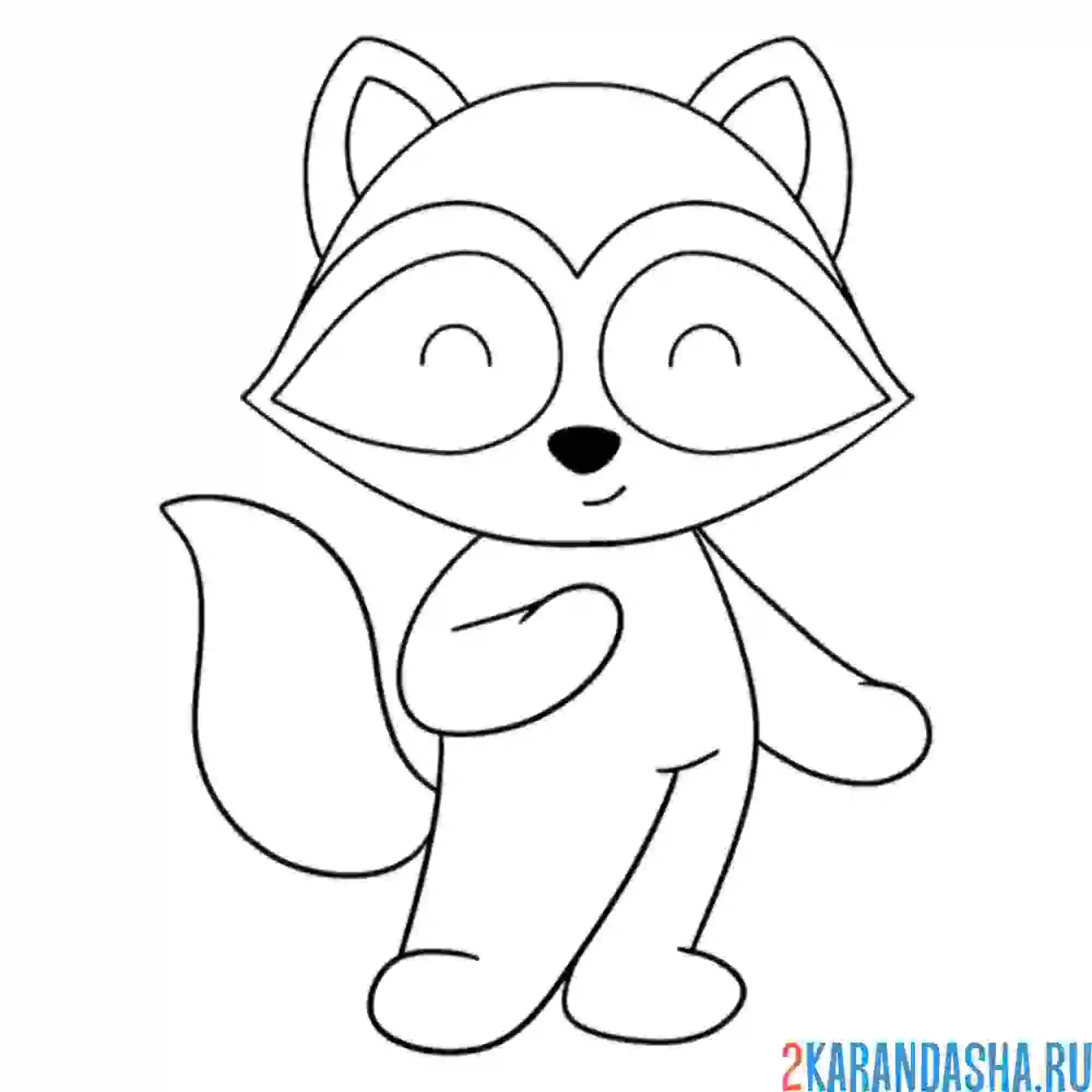 Раскраска енот жмурится