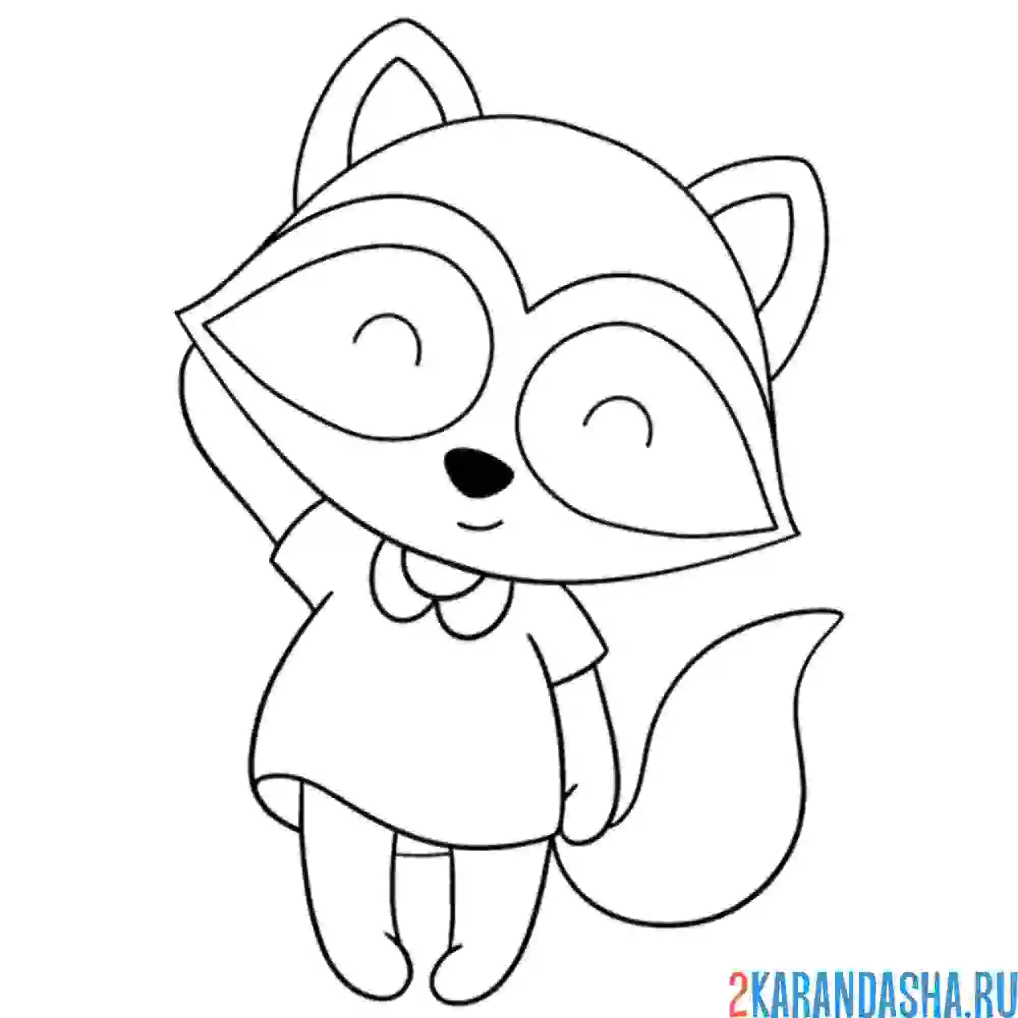 Раскраска енот улыбается