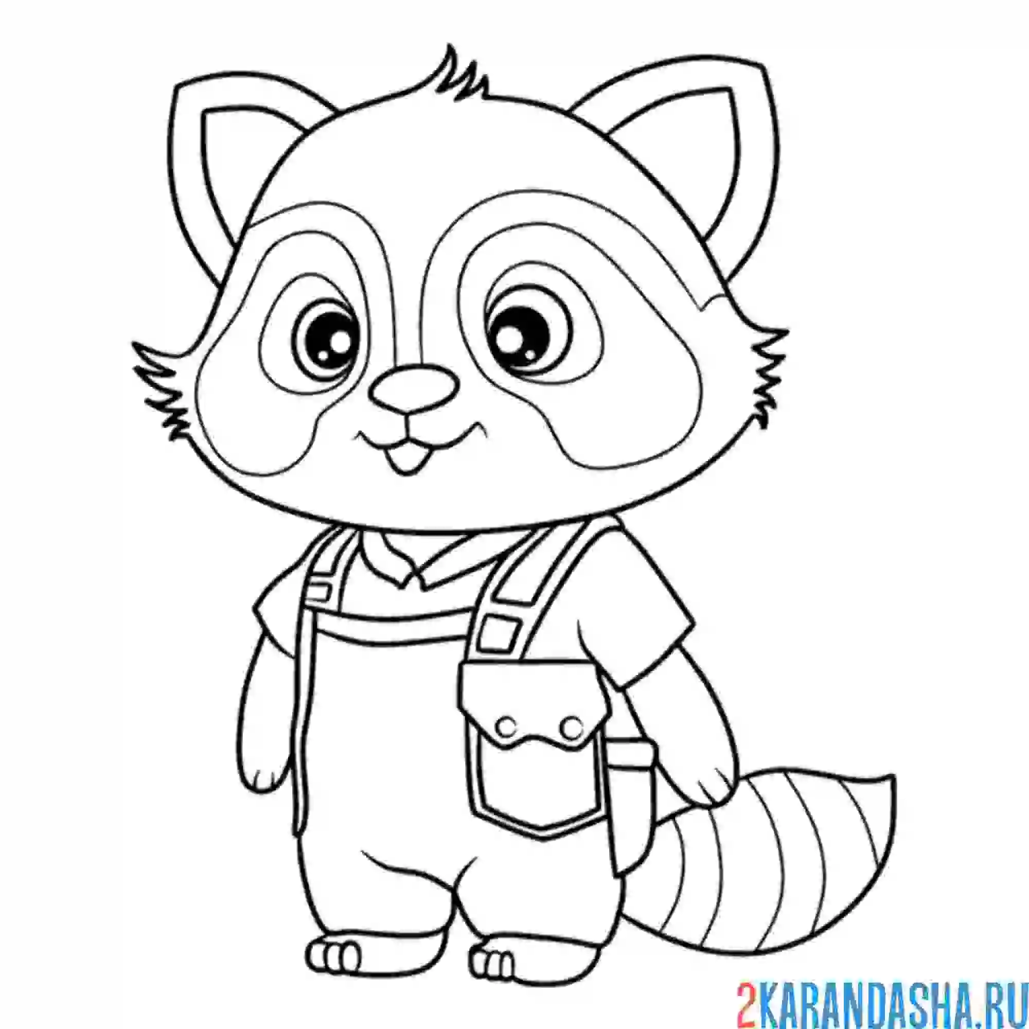 Раскраска енот в рабочем костюме
