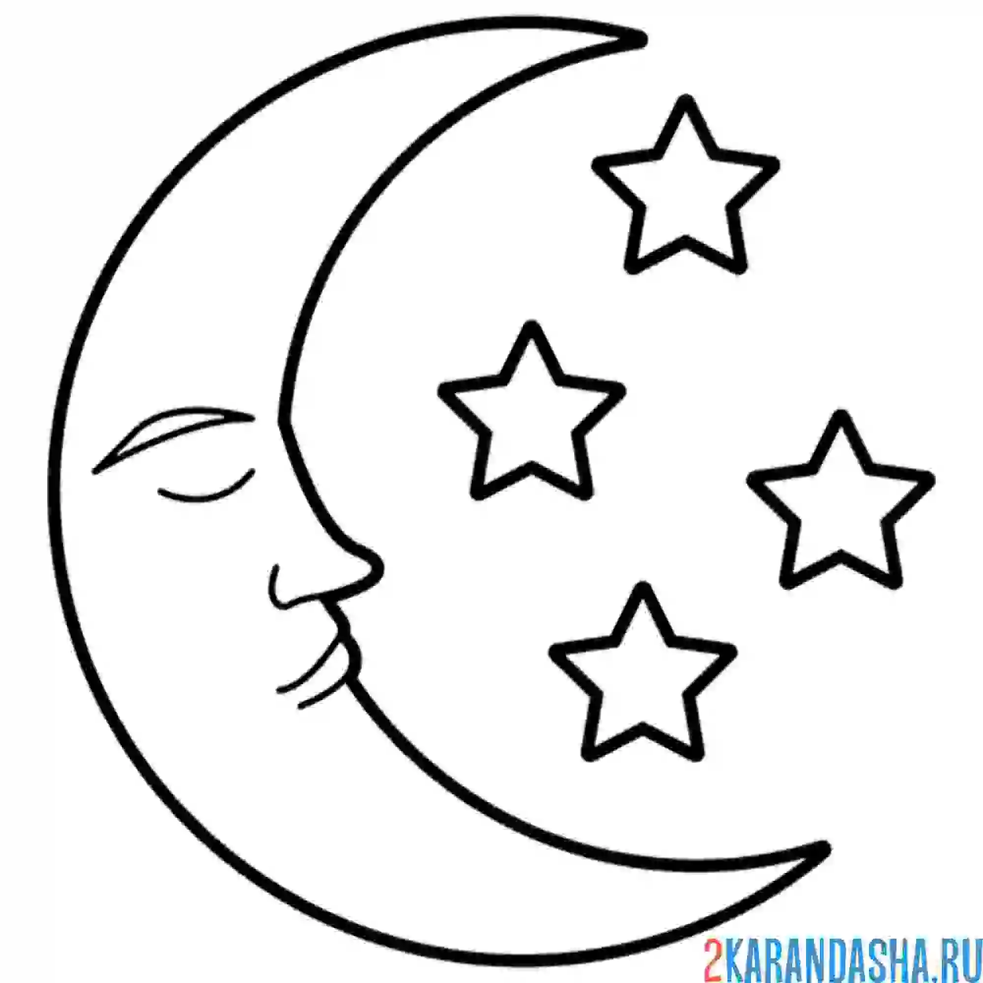 Раскраска мальчик луна спит