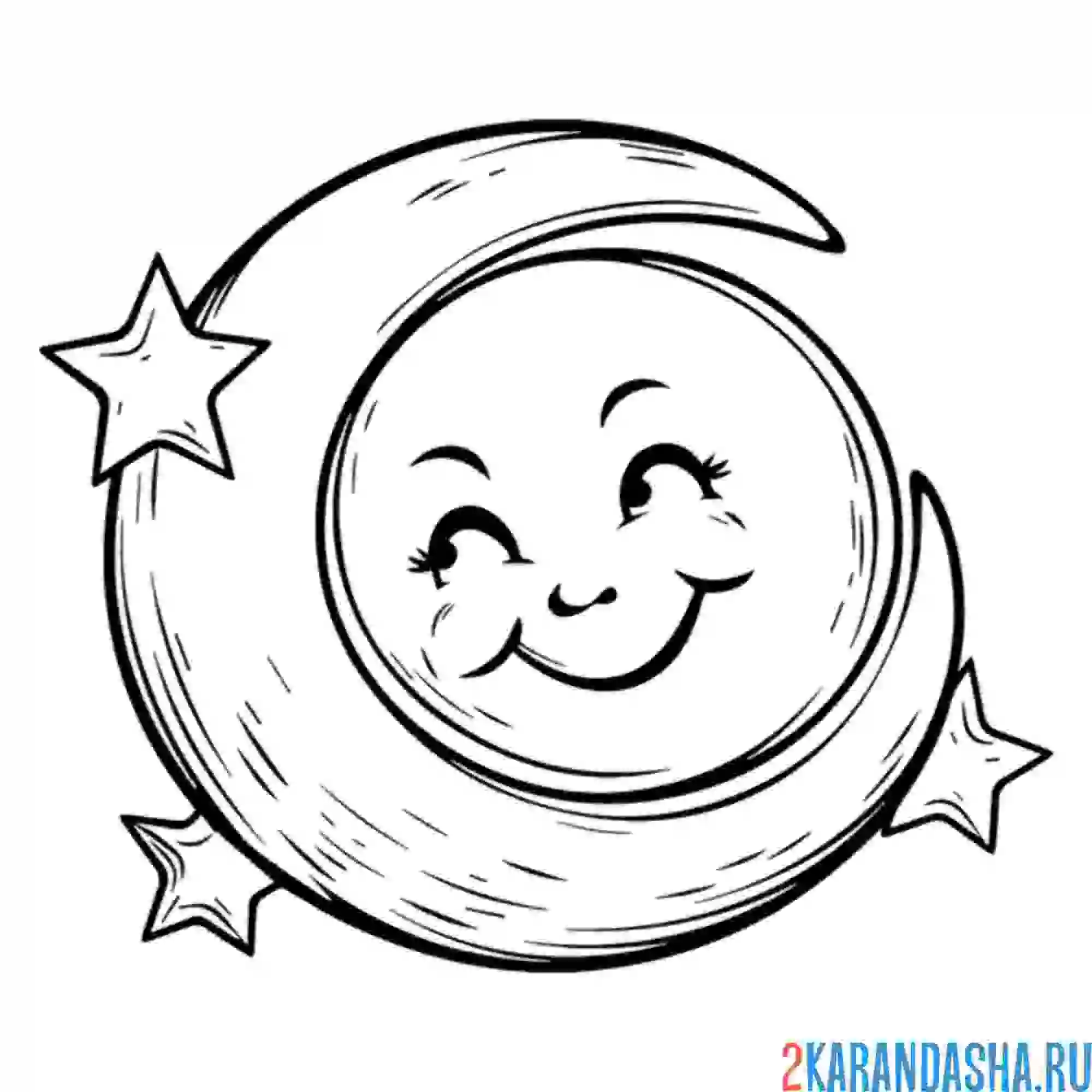 Раскраска солнце прячется за луной