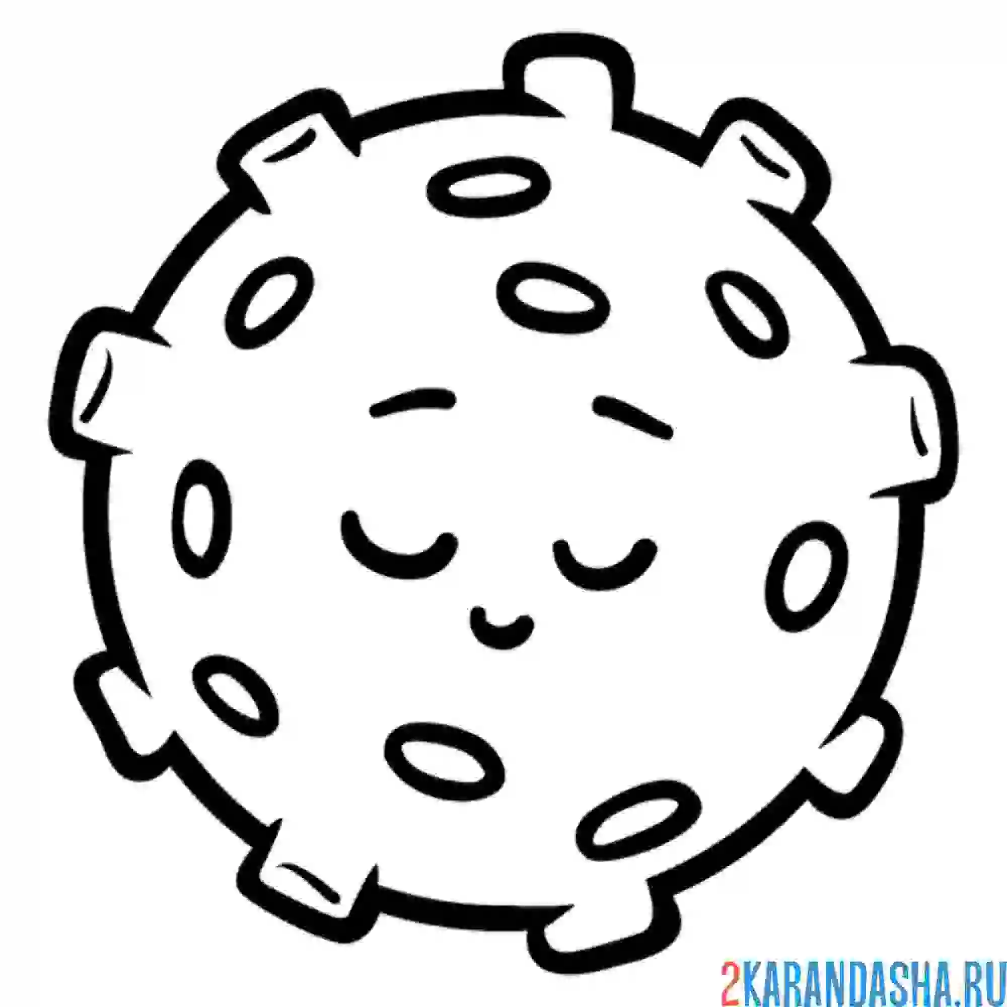 Раскраска луна с кратерами спит