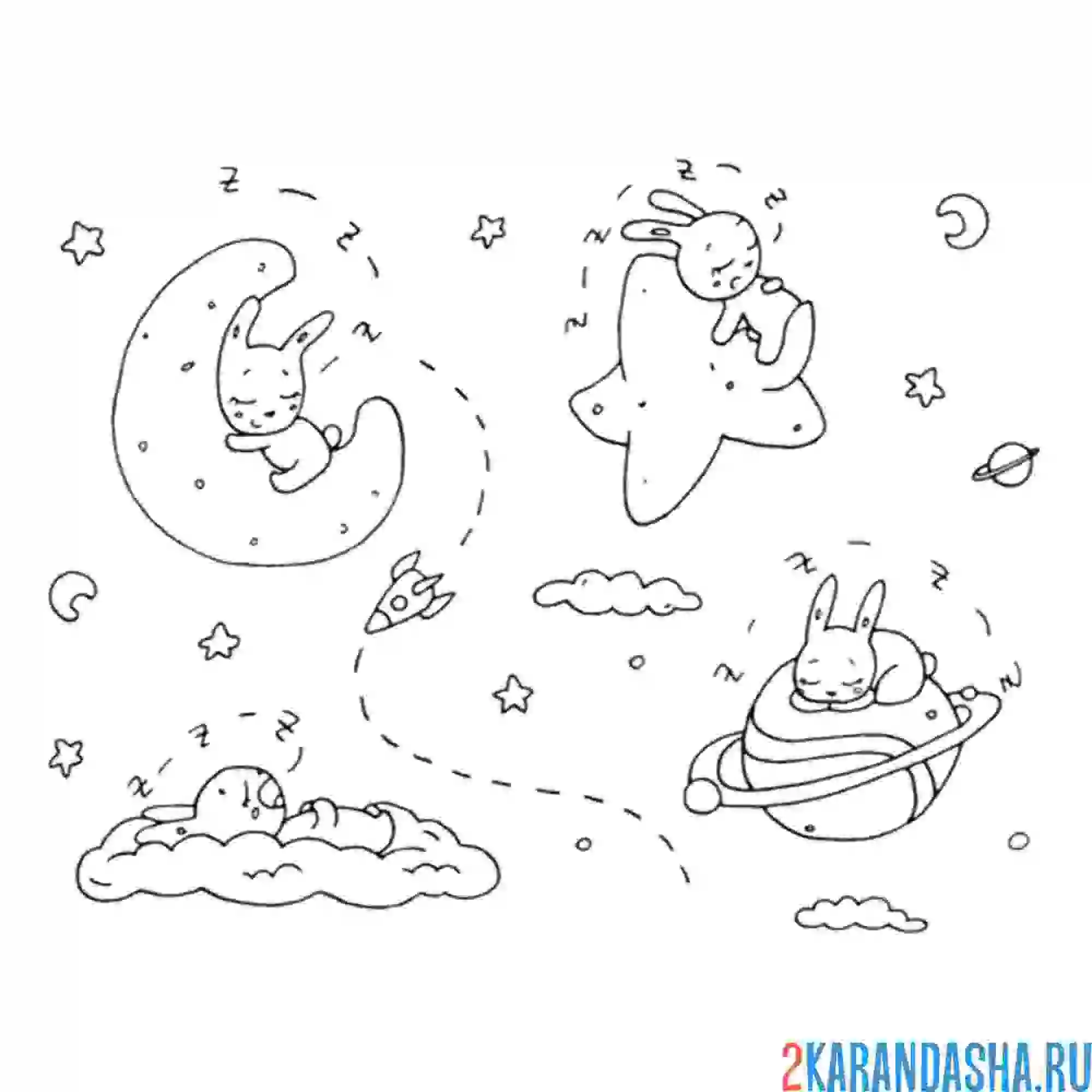 Раскраска зайки лунные