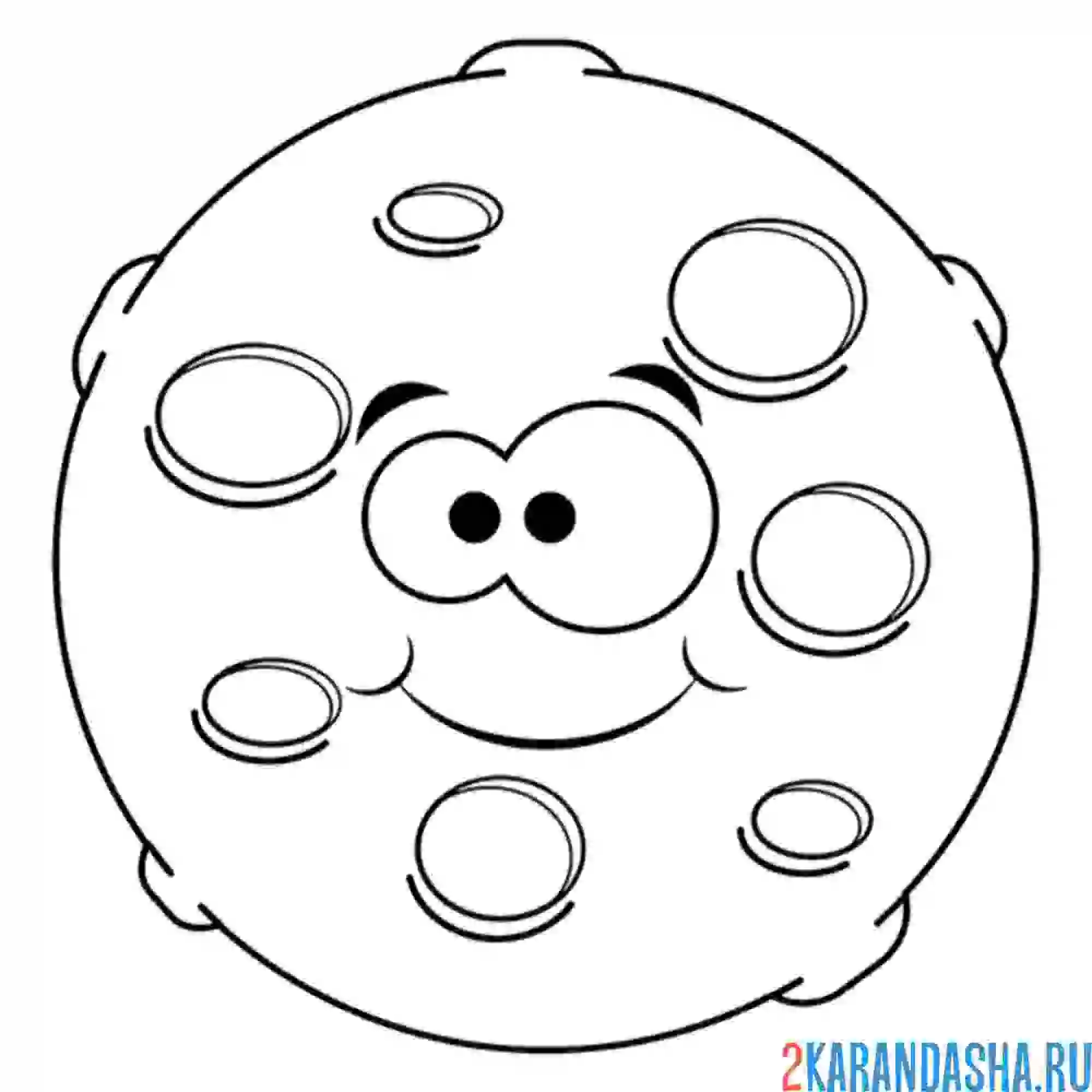 Раскраска луна с глазками и улыбкой