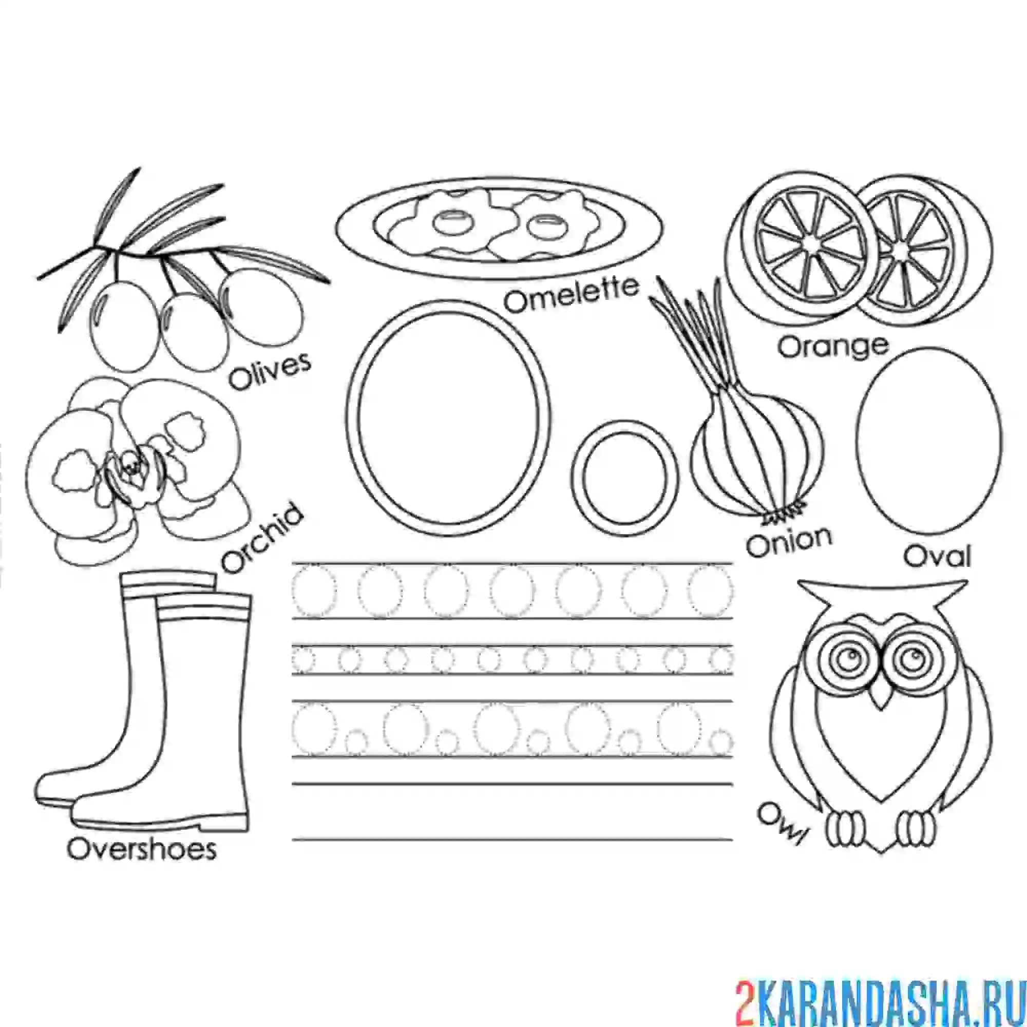 Раскраска английские прописи буква o
