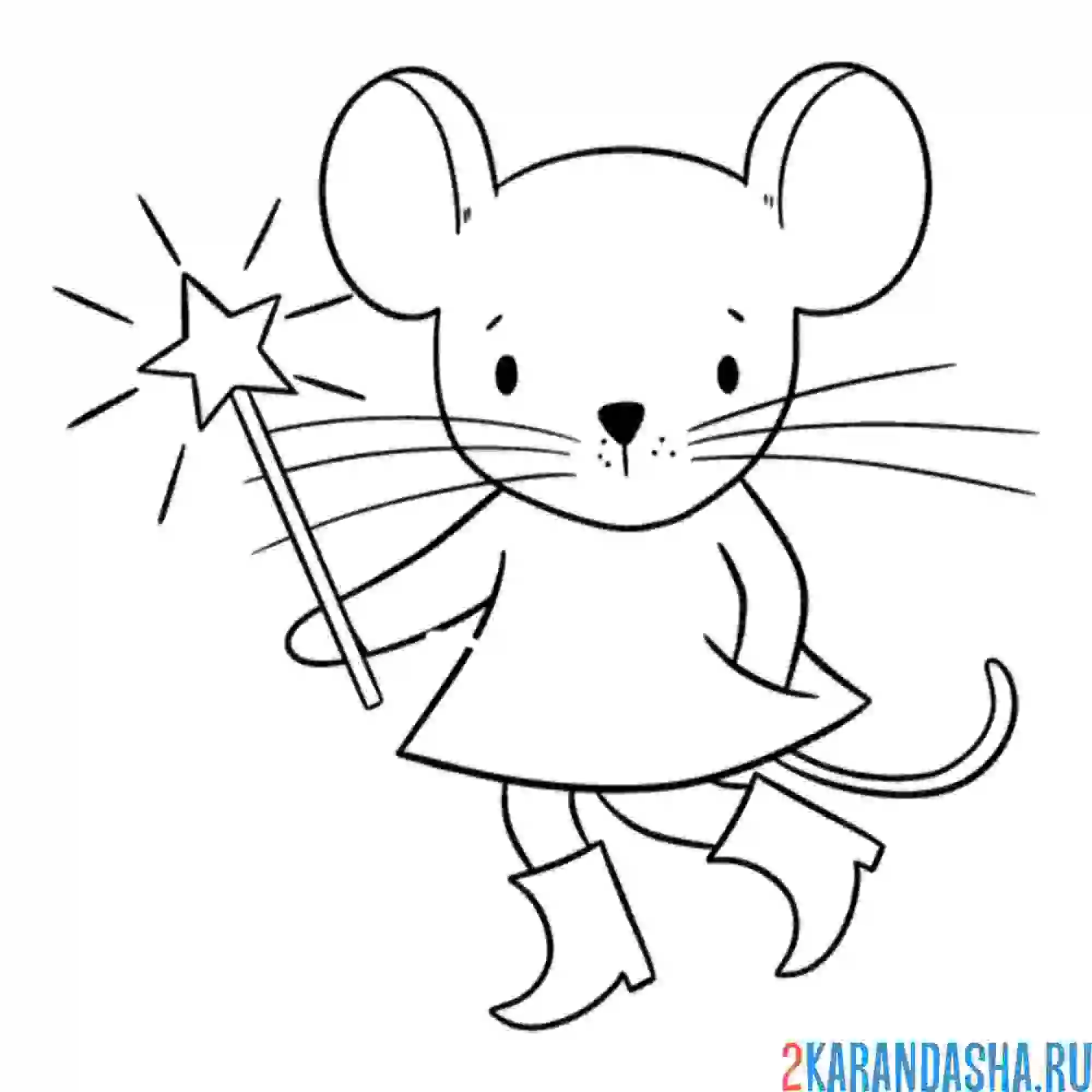Раскраска мышка в сапожках