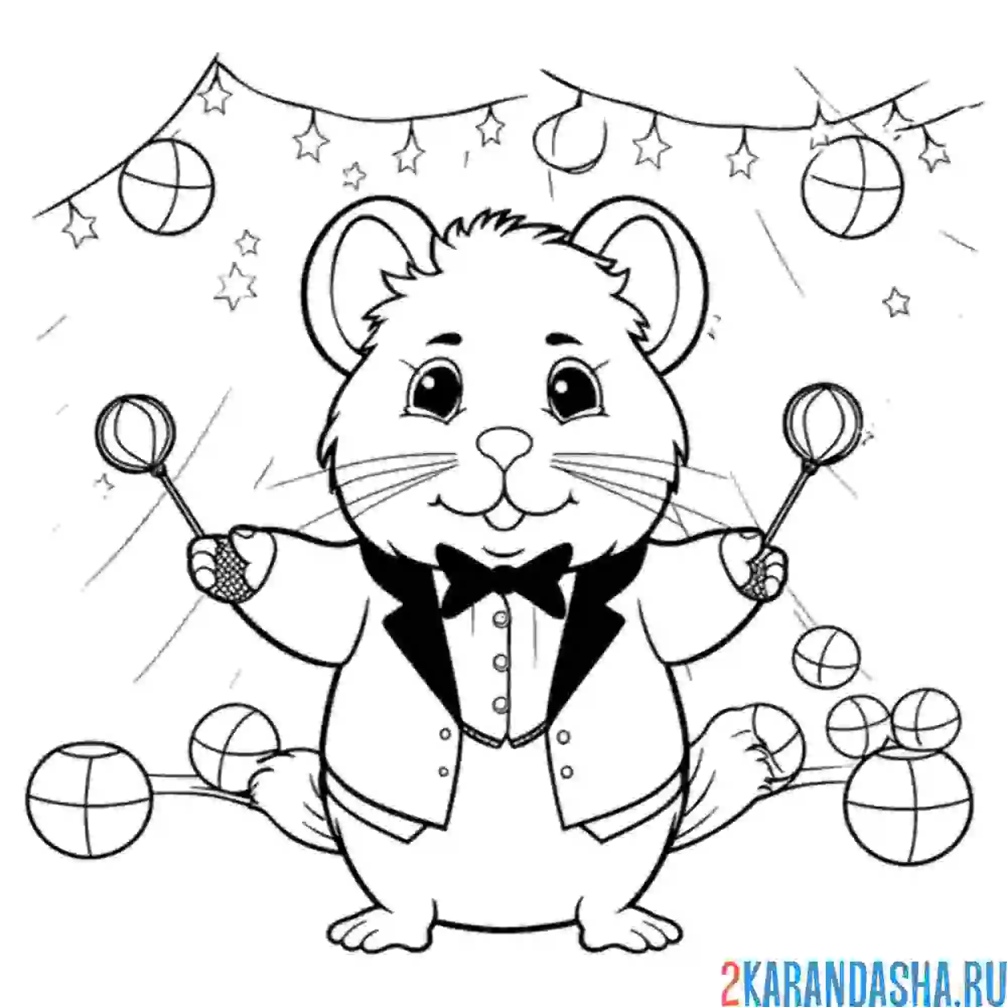 Раскраска мышь-циркач