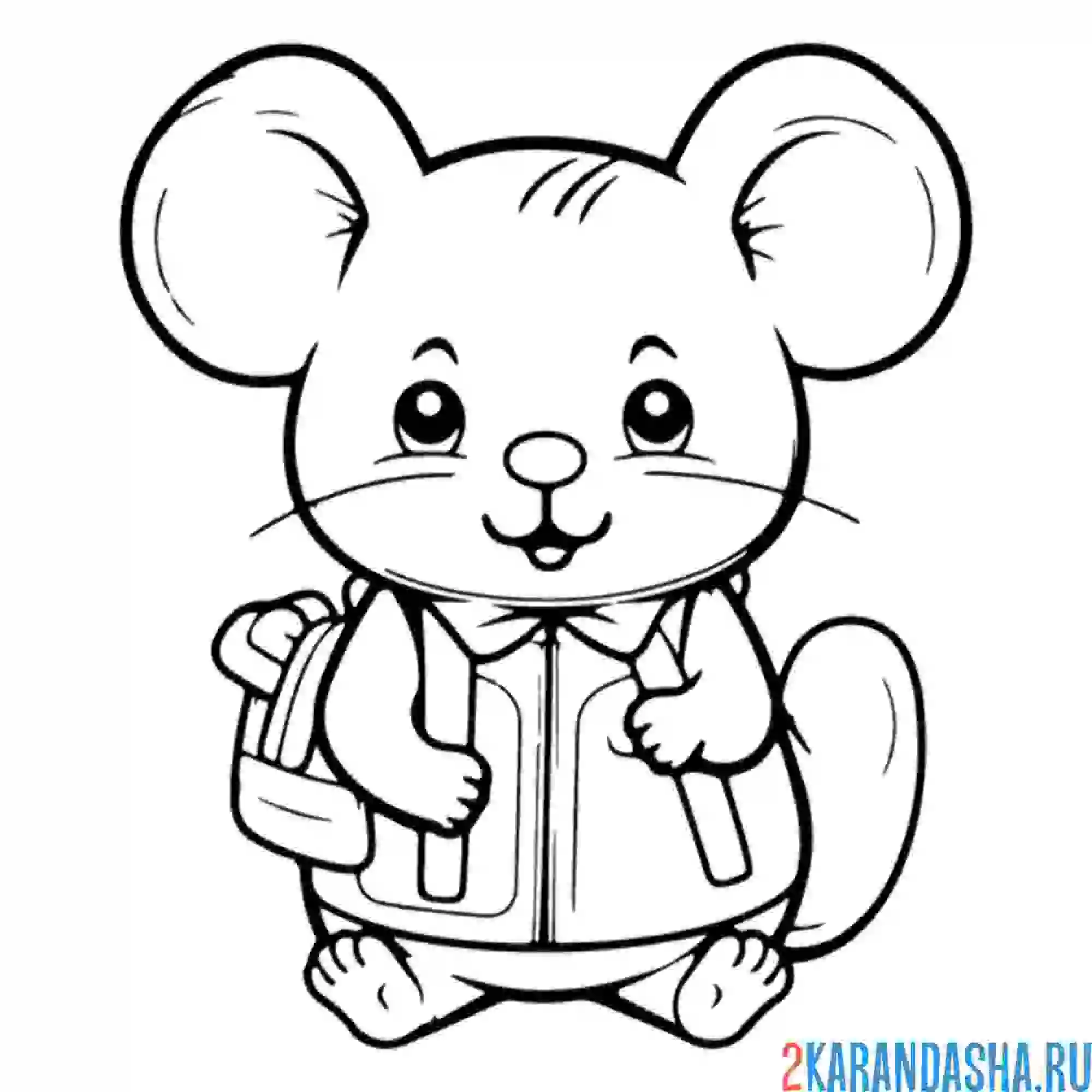 Раскраска мышка школьник