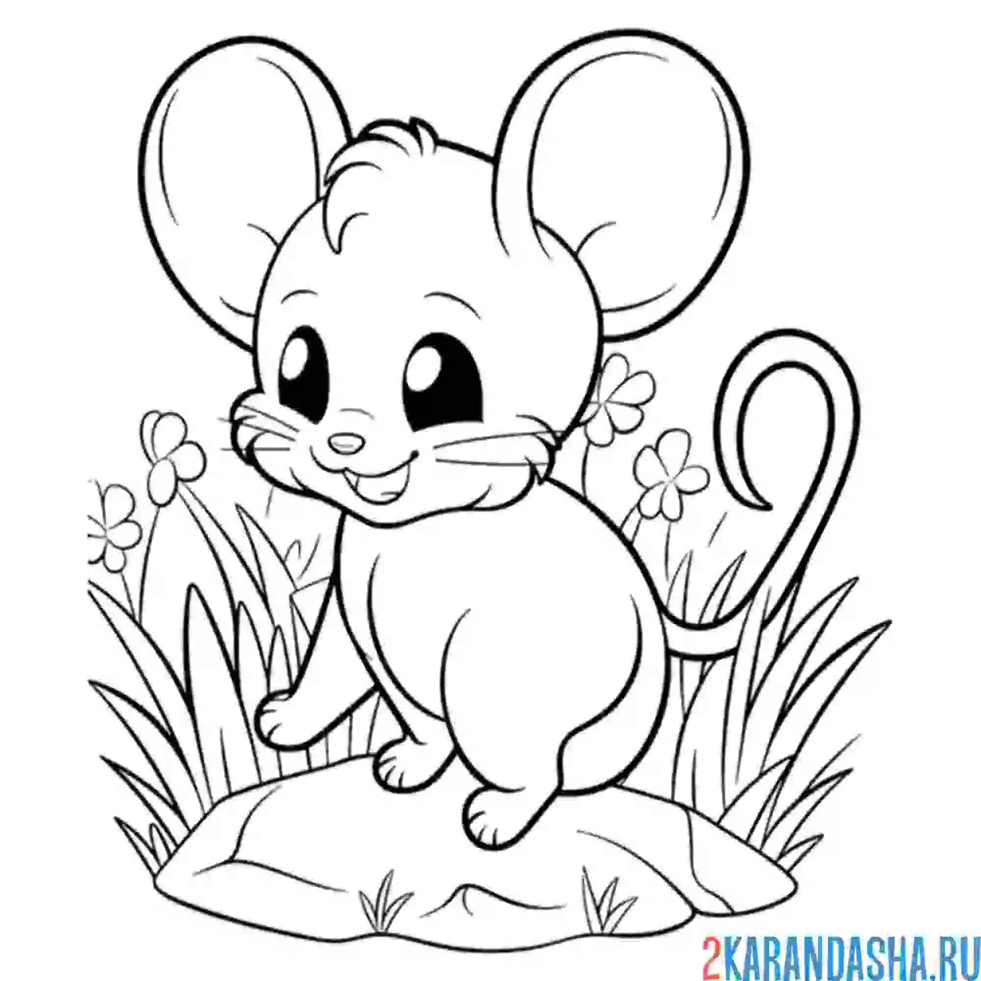 Раскраска мышка в лесу