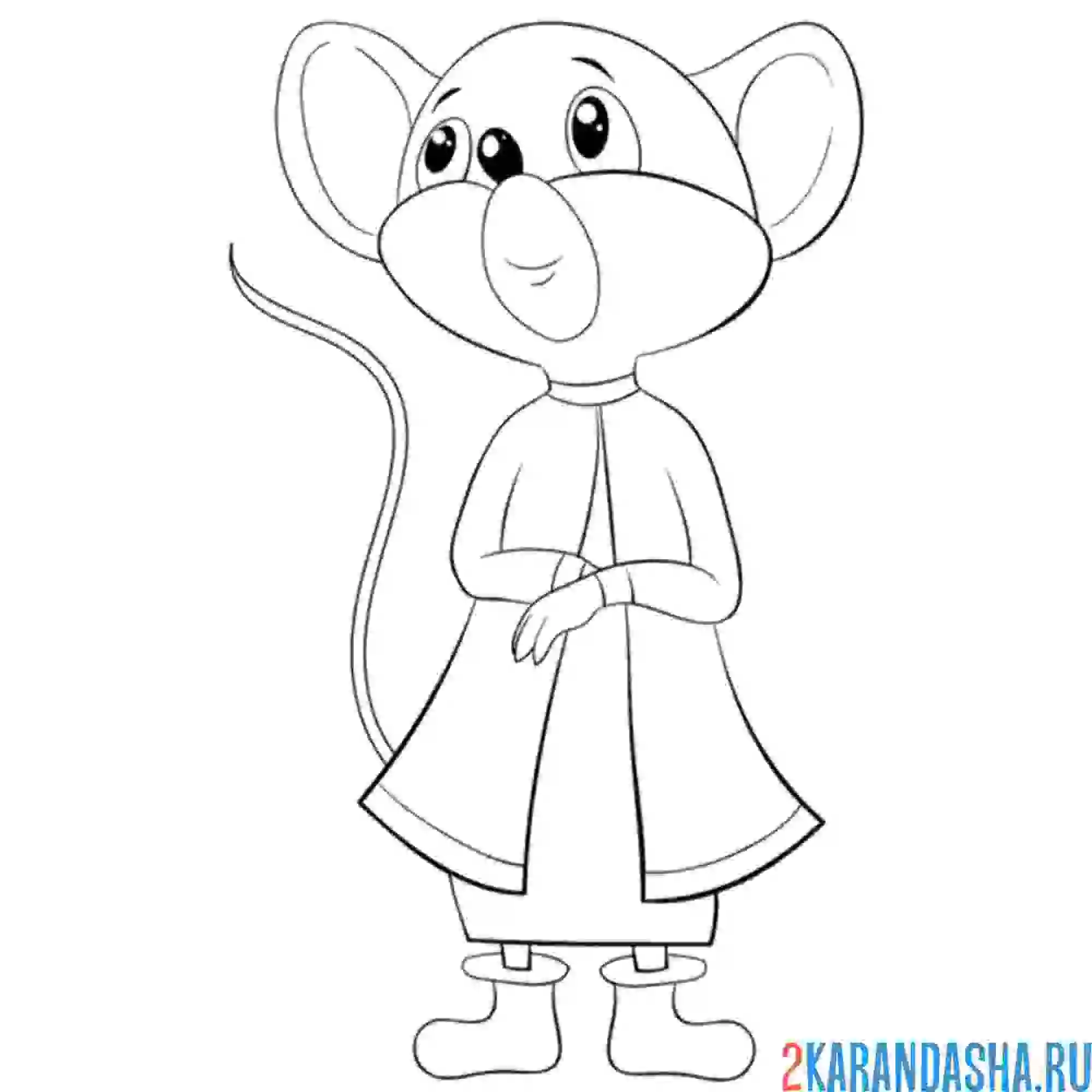 Раскраска мышка одета в платье