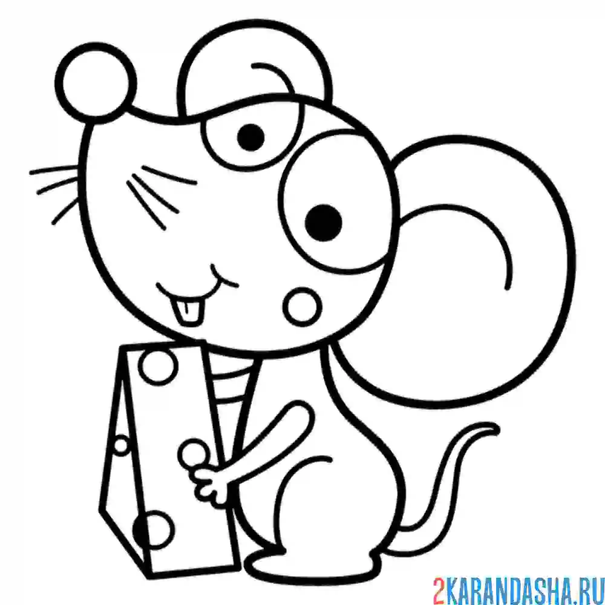 Раскраска мышка учуяла сыр