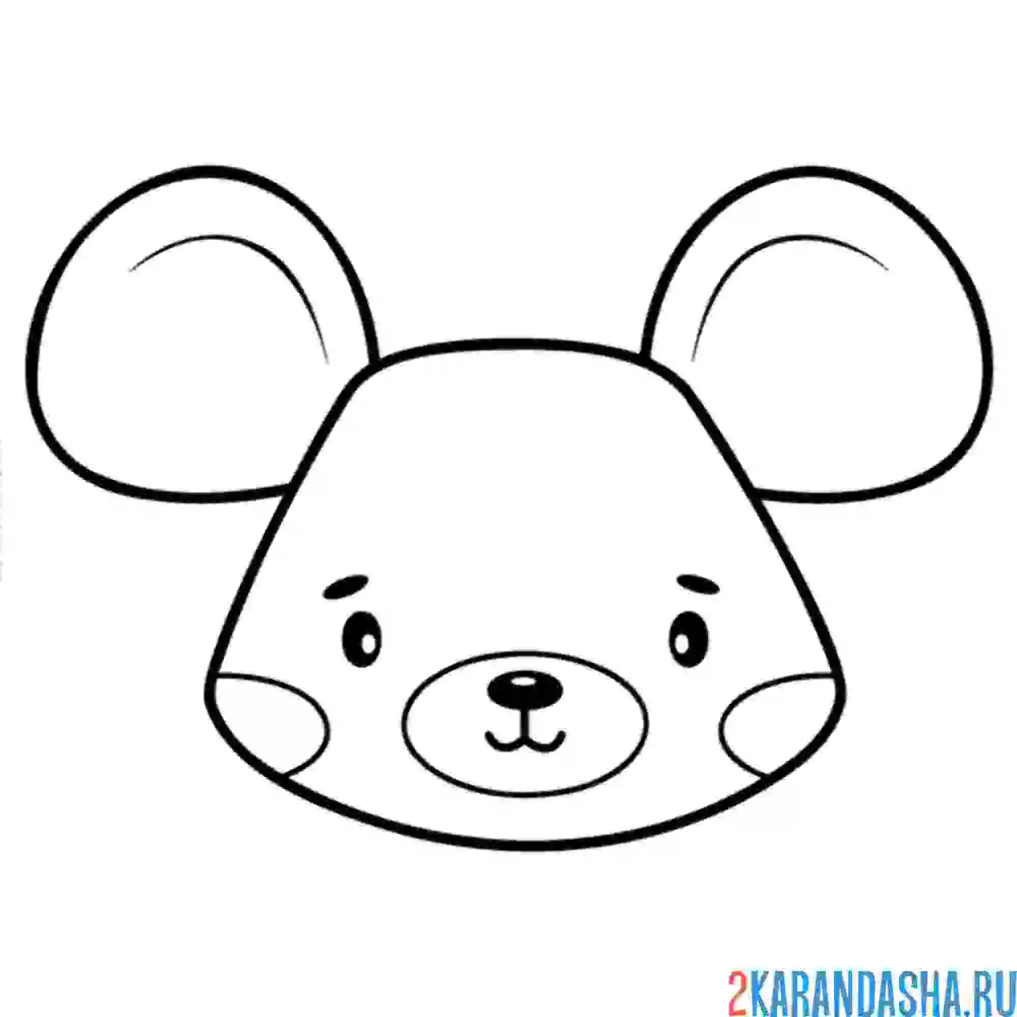 Раскраска голова мышки