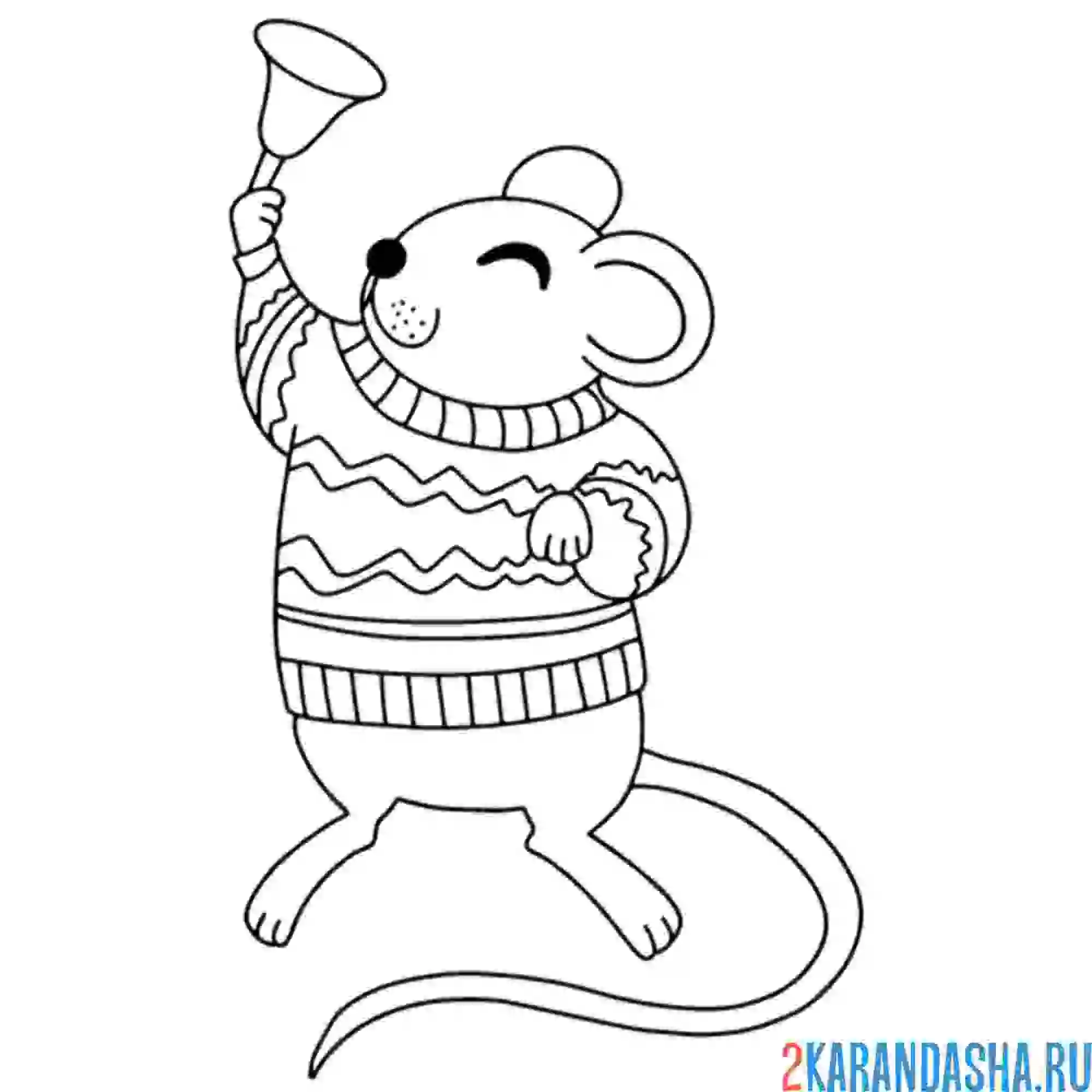 Раскраска мышь и колокольчик