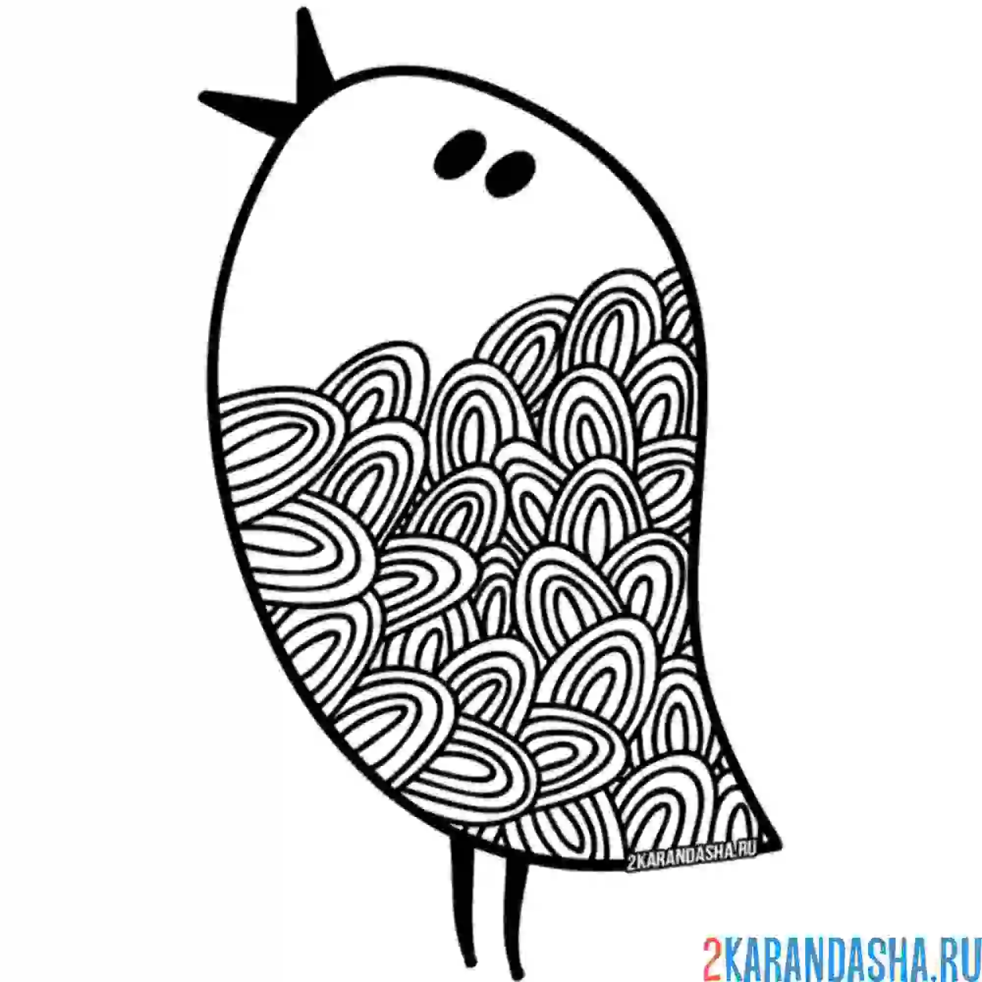 Раскраска антистресс птичка