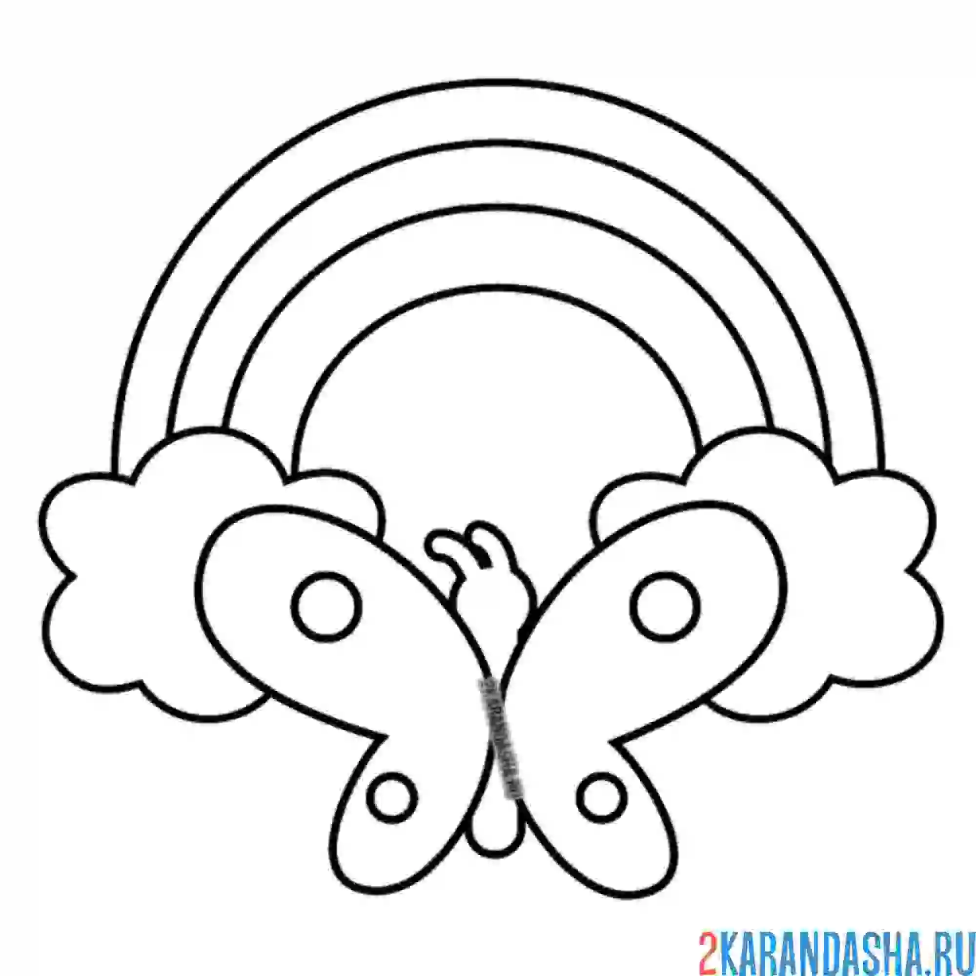 Раскраска бабочка и радуга