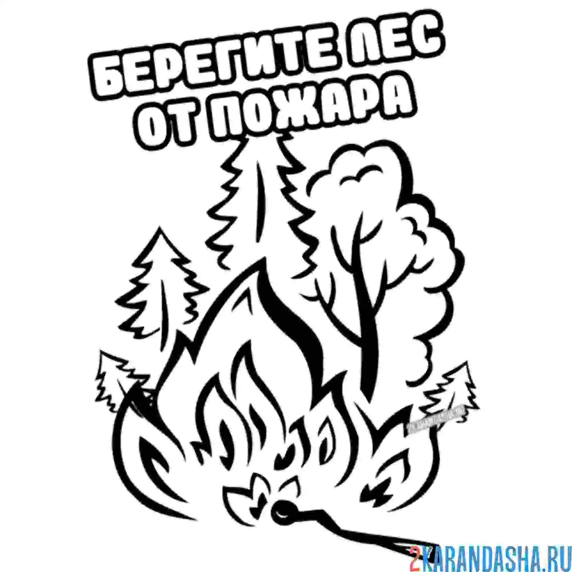 Раскраска берегите лес от пожара