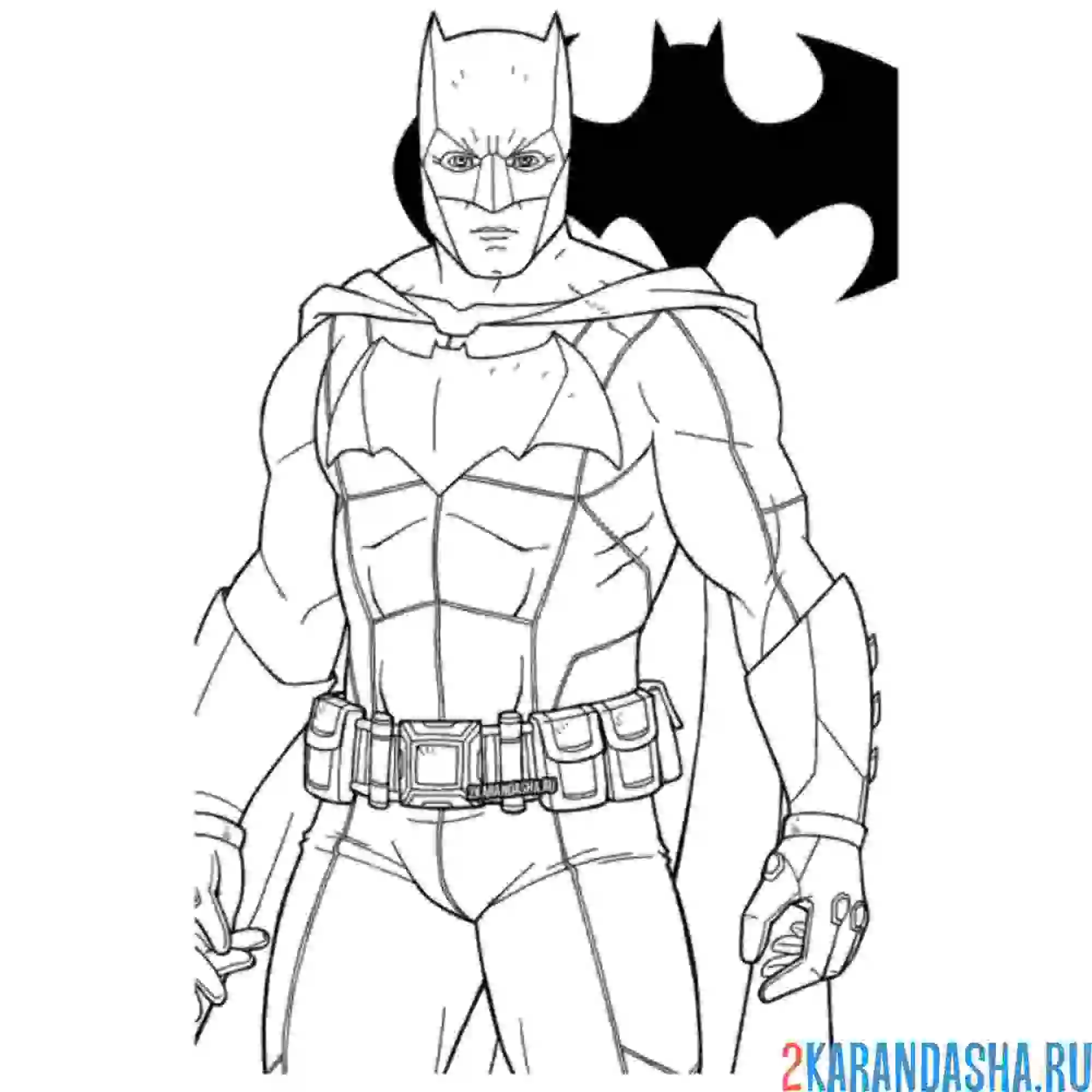 Раскраска бэтмен человек летучая мышь