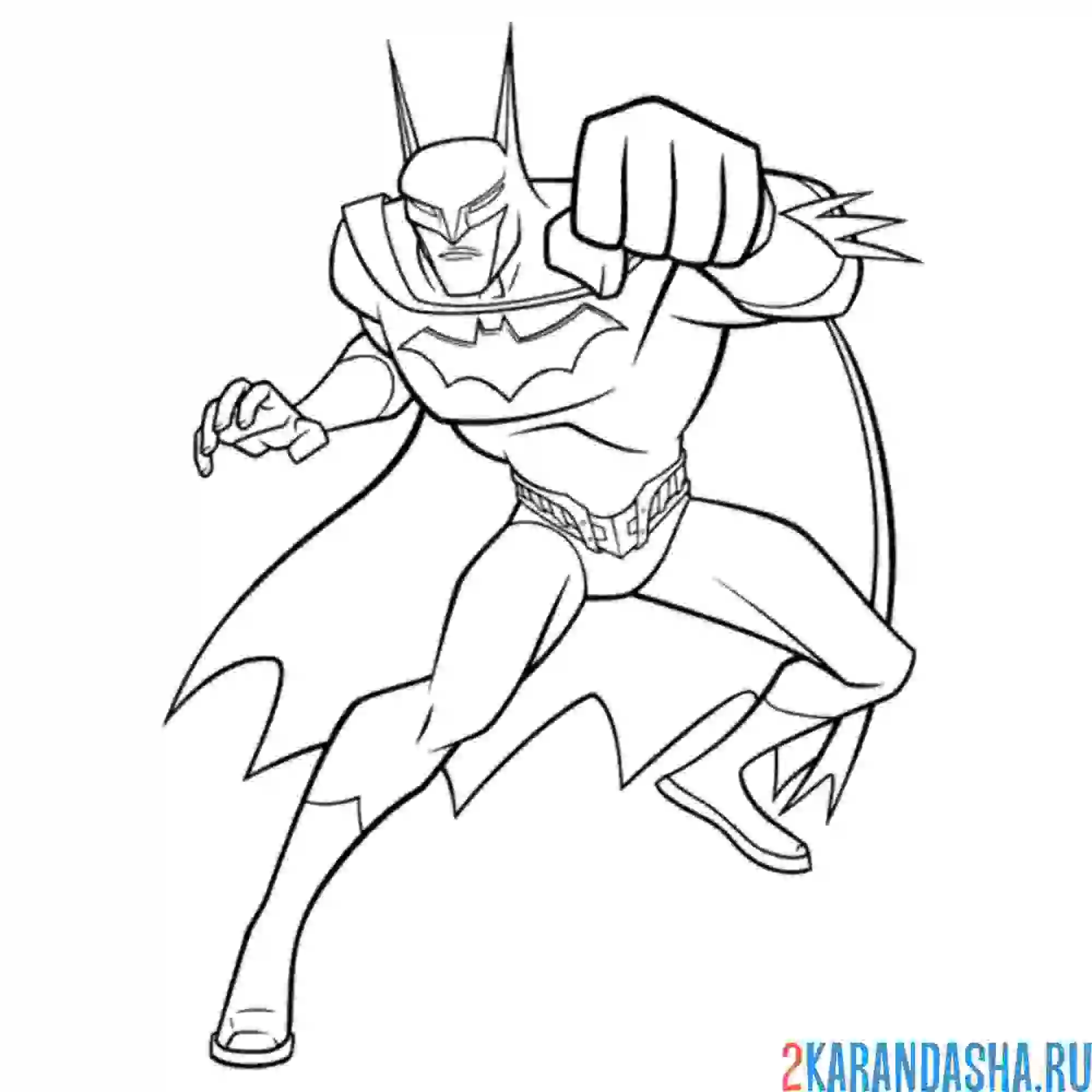 Раскраска бэтмен дерется