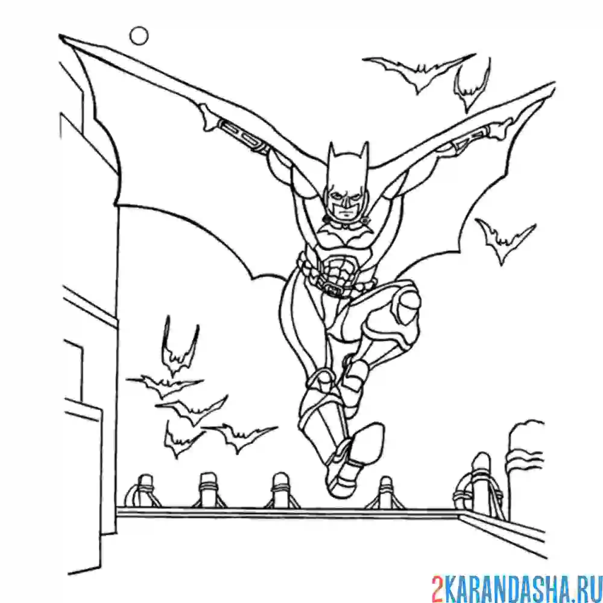Раскраска бэтмен и летучие мыши