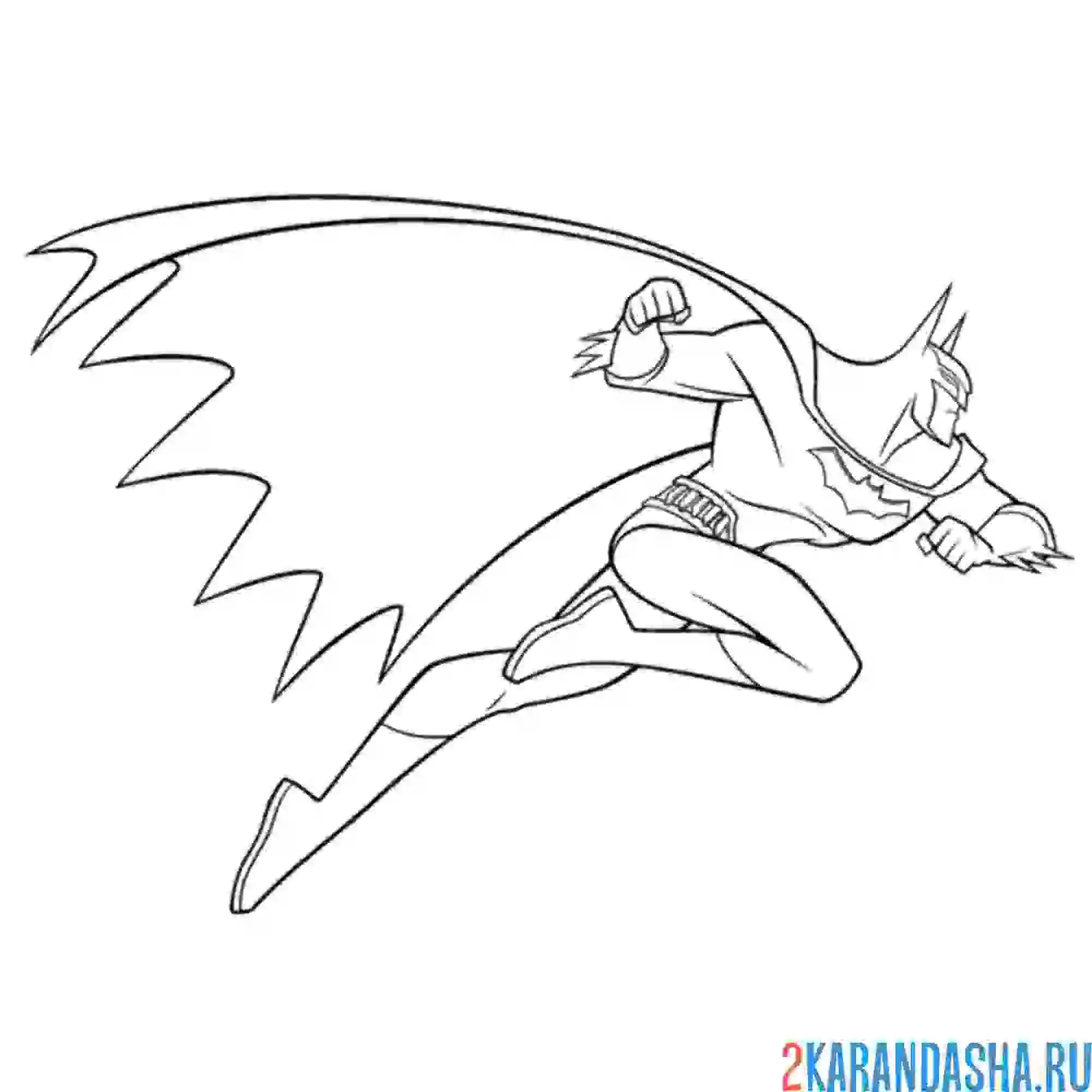 Раскраска бэтмен летает в небе