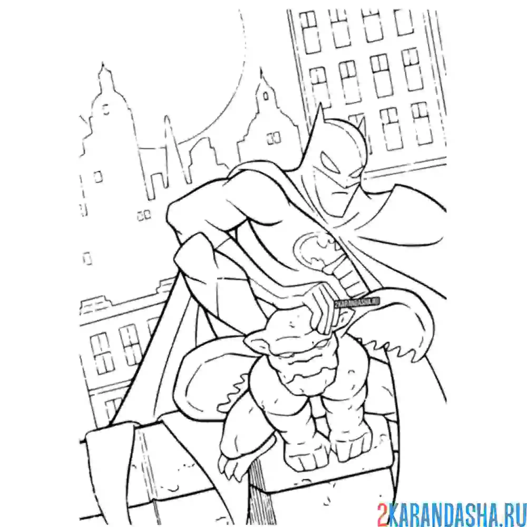 Раскраска бэтмен на крыше