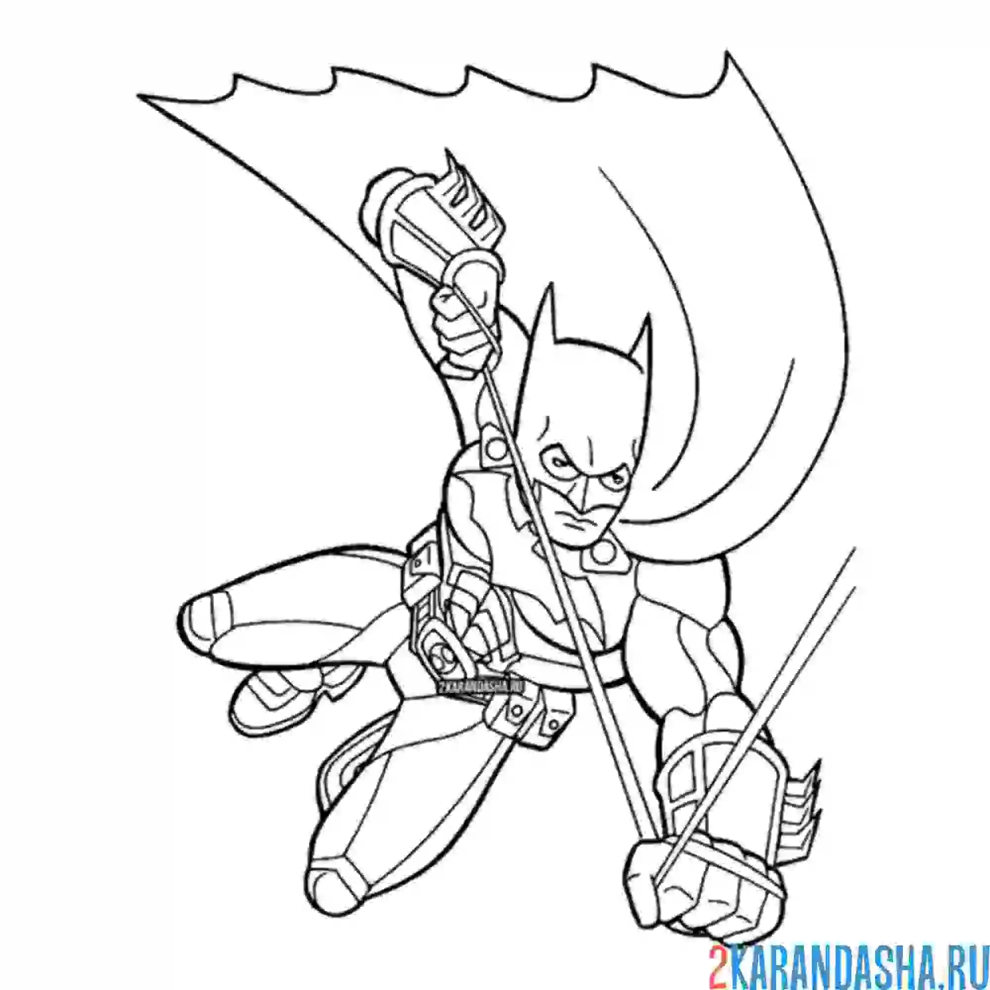 Раскраска бэтмен на веревке