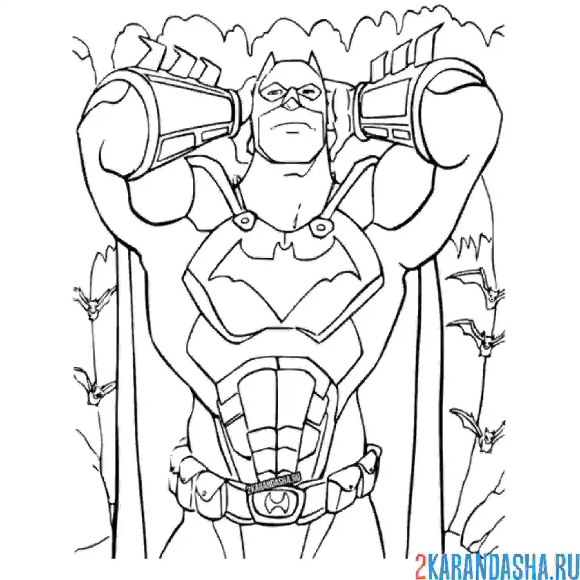 Раскраска бэтмен накаченный супергерой