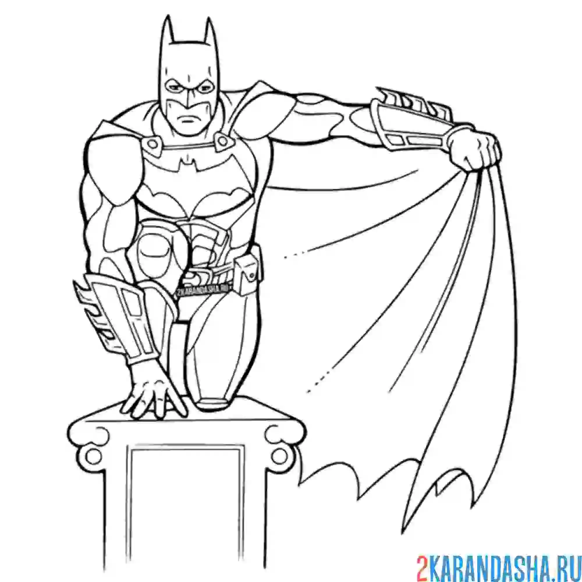 Раскраска бэтмен раскрыл плащ