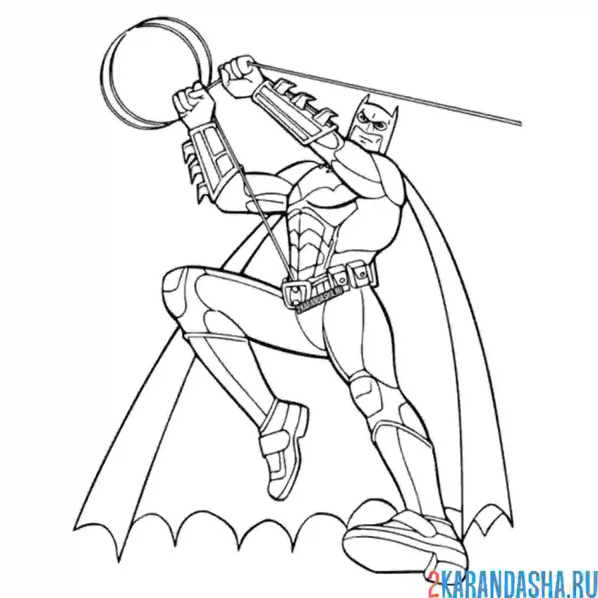 Раскраска бэтмен спускается на помощь