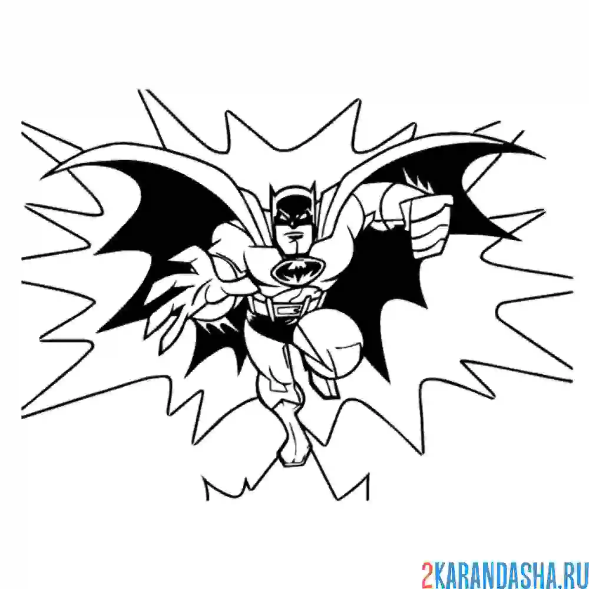 Раскраска бэтмен врывается