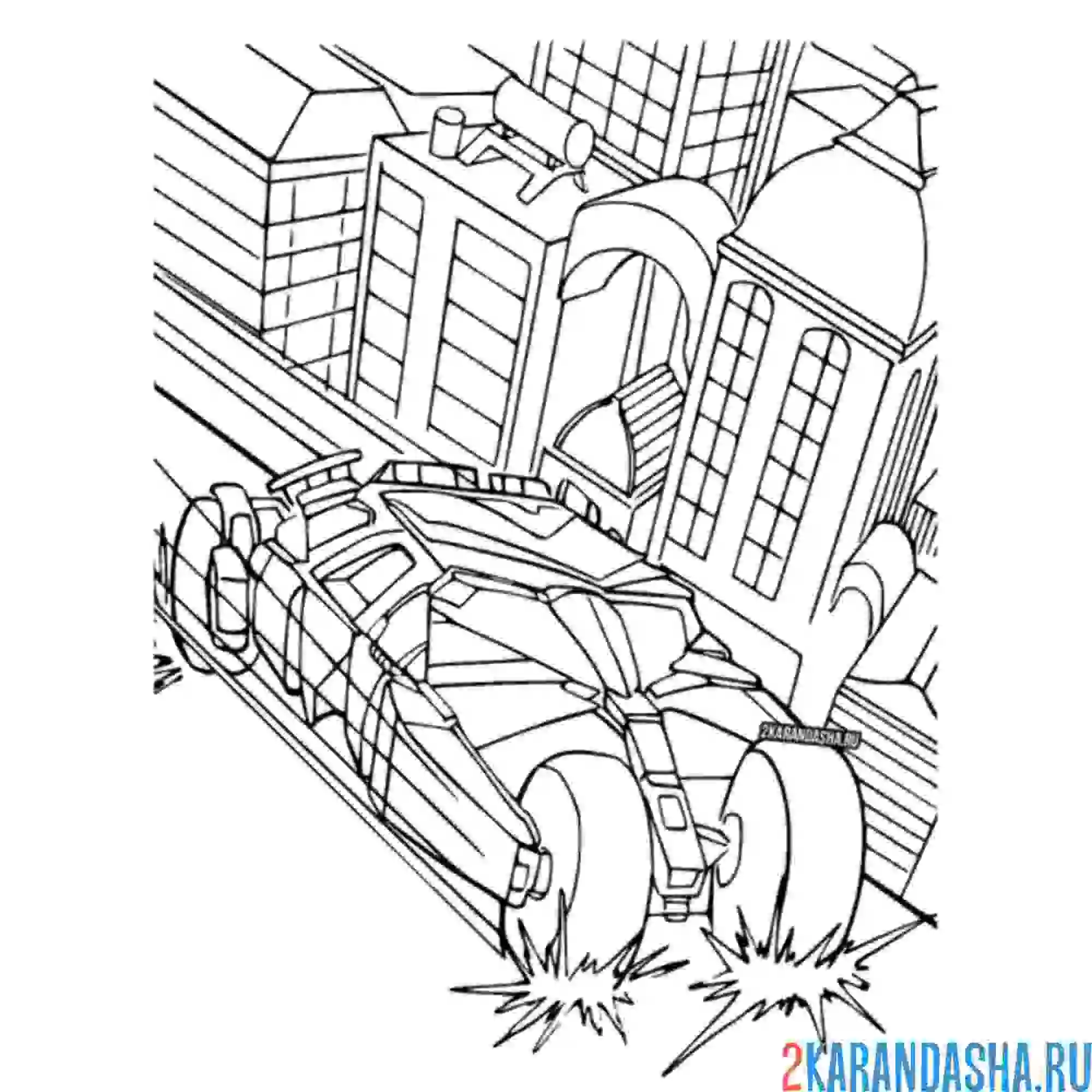 Раскраска бэтмобиль в городе