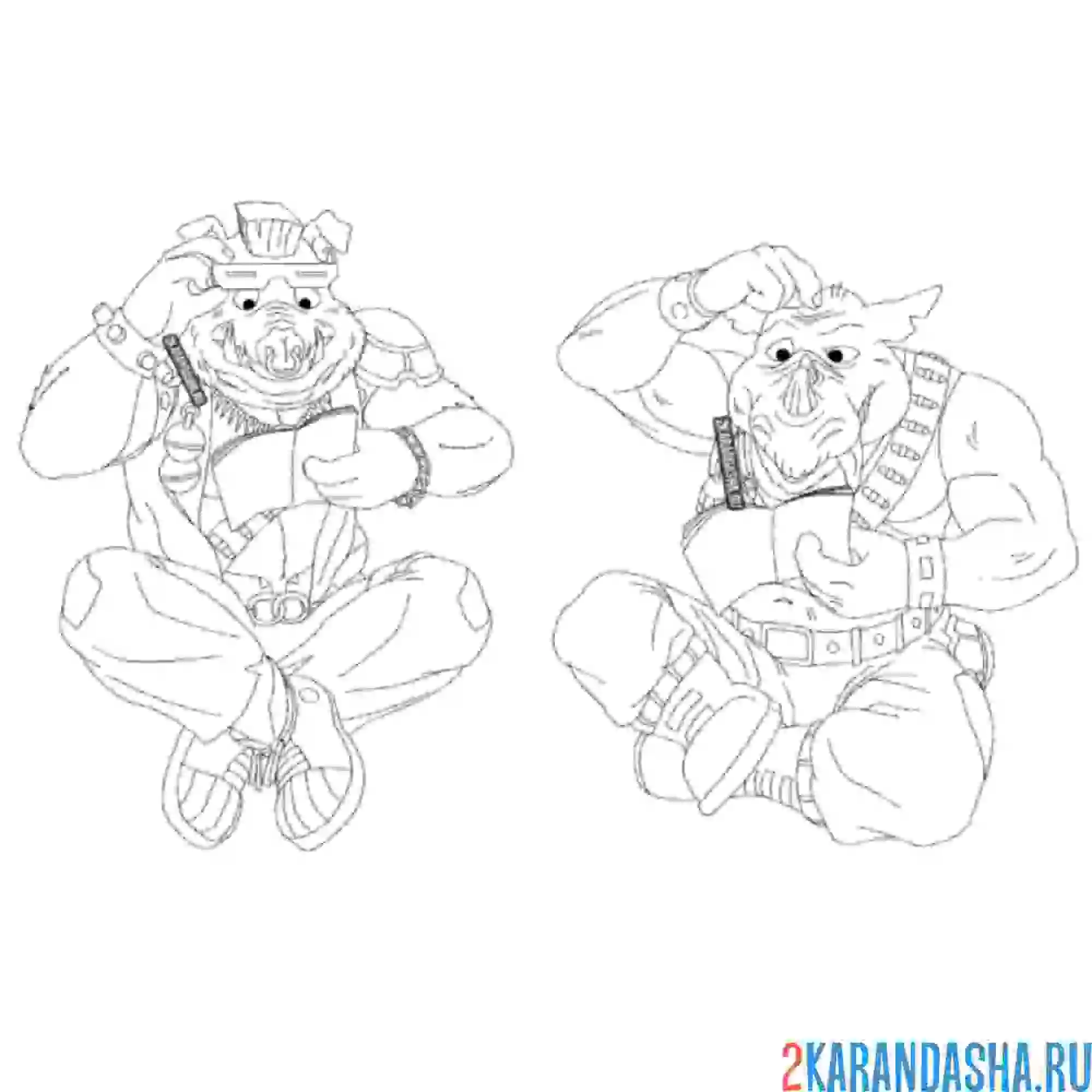 Раскраска бибоп и рокстеди черепашки-ниндзя