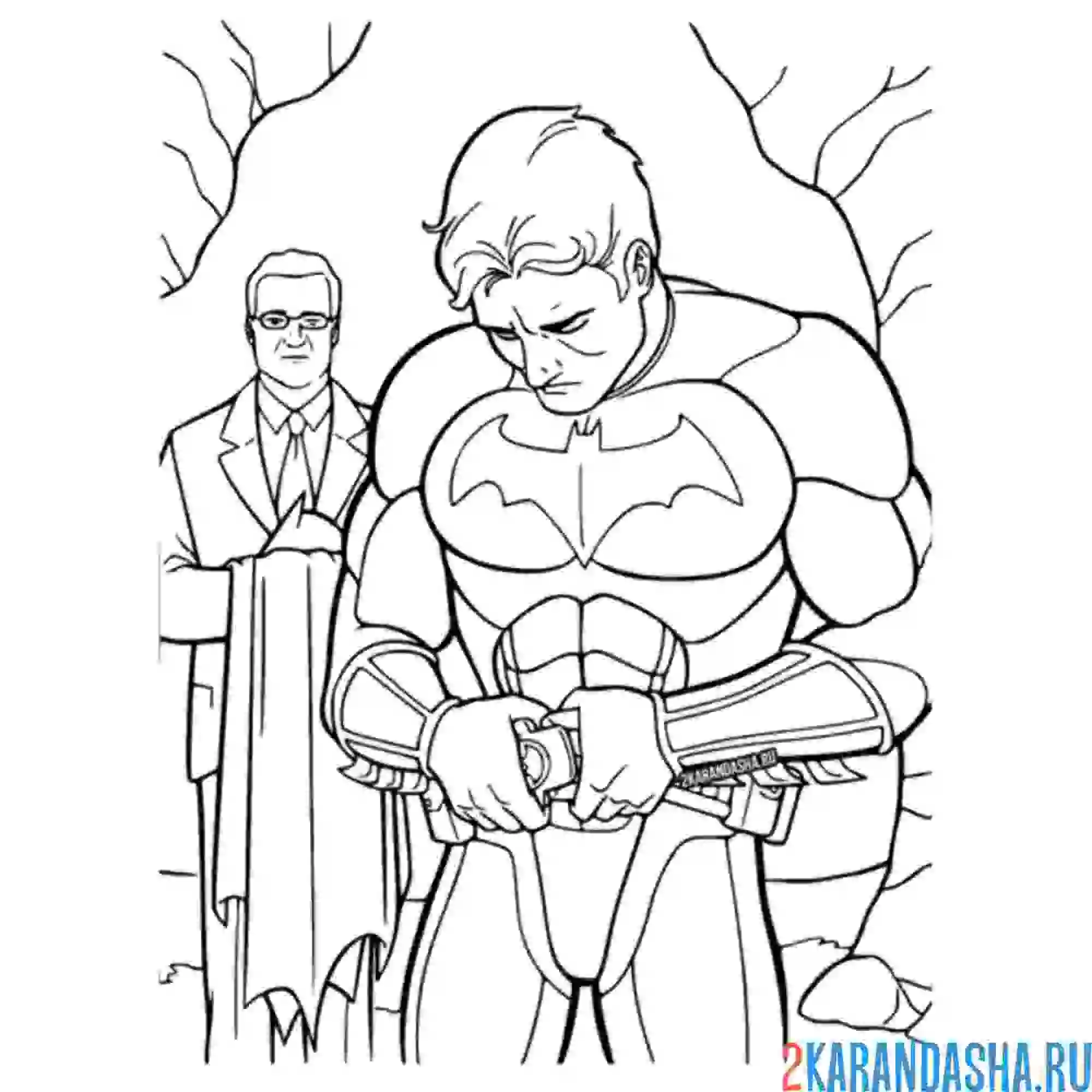 Раскраска брюс уэйн переодевается в героя